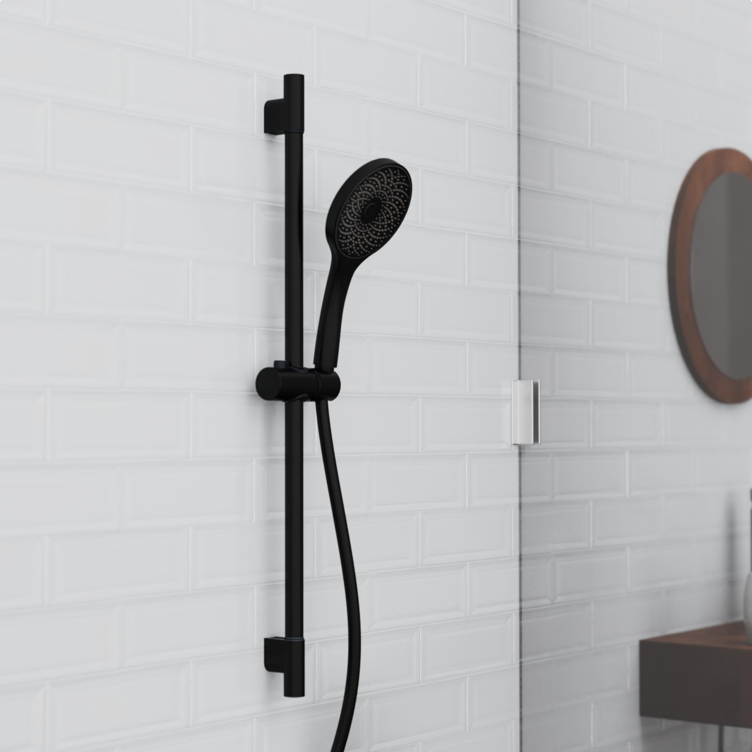Schütte Capri 64996 - Barra de ducha y alcachofa de ducha con cabezal ajustable en 3 posiciones, juego de ducha con columna de ducha, cabezal de ducha con manguera y soporte, panel de ducha de lluvia,