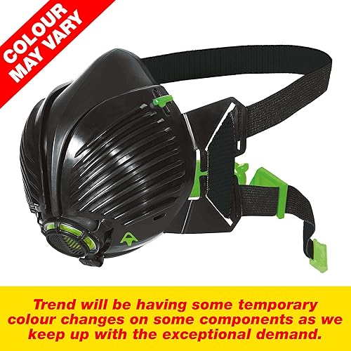 Miniatura 7 de Trend Máscara antipolvo Air Stealth, media máscara con filtros HEPAC gemelos reemplazables para carpintería, construcción y construcción, SM (los