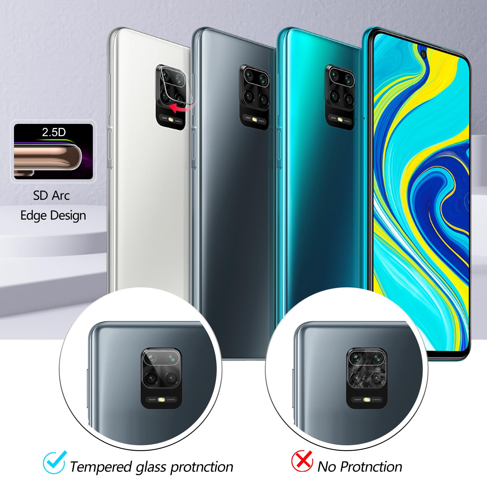 LENTE VETRINO FOTOCAMERA + BIADESIVO Per XIAOMI "REDMI NOTE 9 PRO" E "9S - Foto 10