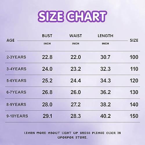 Vista 5 de Vestido de princesa iluminado para niñas, disfraz de Halloween, disfraz de Navidad para fiestas de cumpleaños, color morado