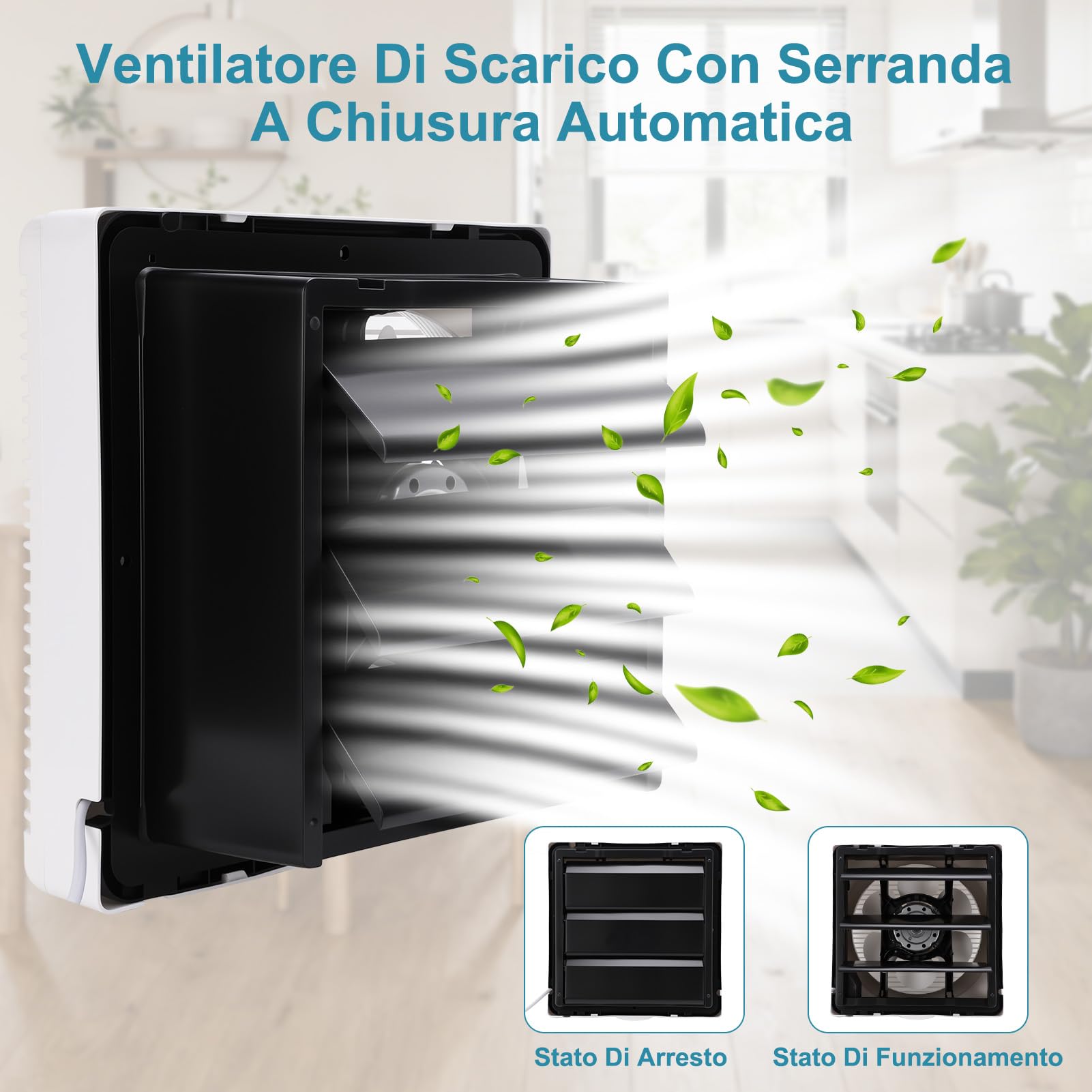195 mm Aspiratore Da Bagno, Estrattore Ventilazione Con Valvola Di Non Ritorno, Ventola Aspirazione Per Raffreddamento Di Case E Magazzini, Ventilazione, Circolazione Dell'Aria (127CFM)