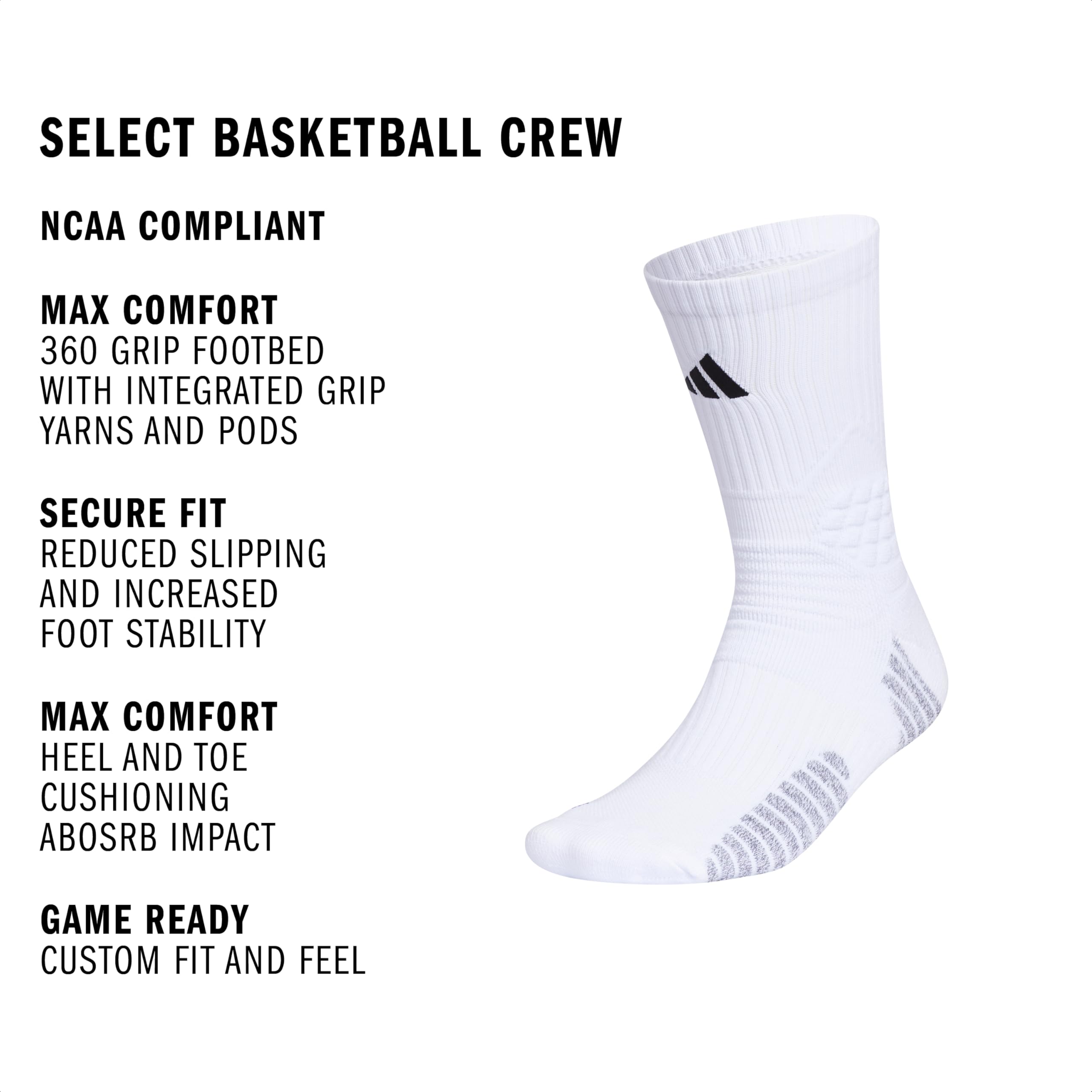 adidas Unisex Select Basketball Crew Socks (1-pair) Crew Sock-Team (1er Pack)