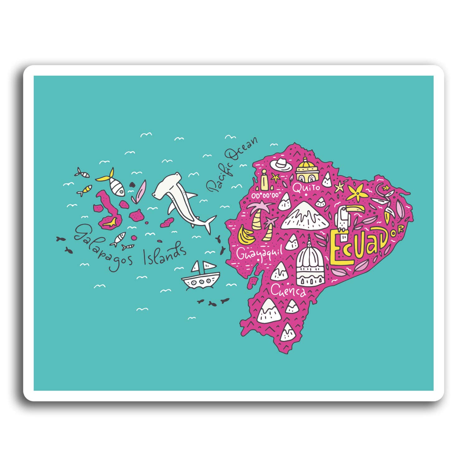 Destinationvinyl Multi 2 X 10Cm Ecuador Galapagos Island Vinyl Stickers - Sticker Laptop Luggage #19560 (10Cm Wide)