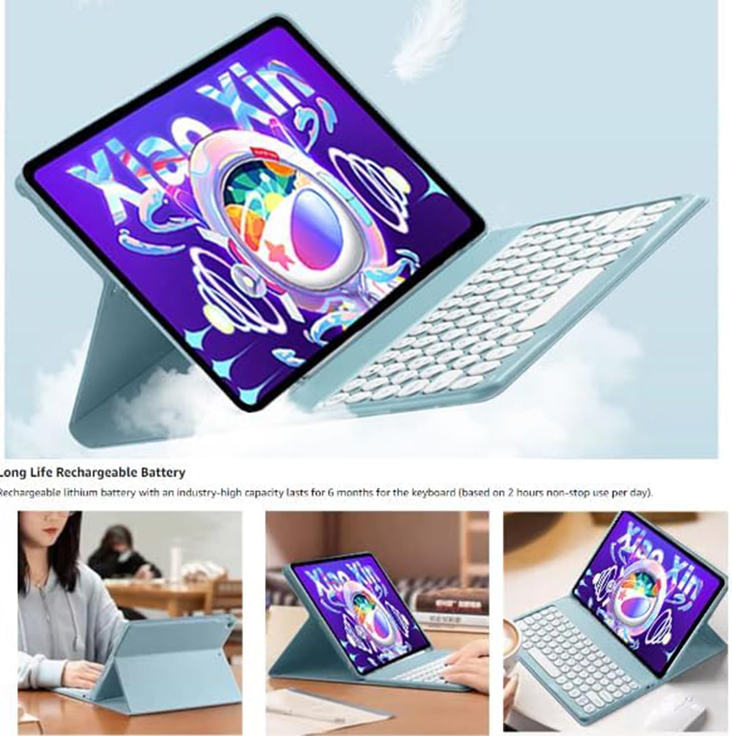 Étui Clavier pour Xiaomi Pad 5/5 Pro 11 Pouces avec Souris Magnétique Détachable sans Fil Bluetooth Clavier Français, Étui Mince Multi-Angle avec Support Folio,Noir