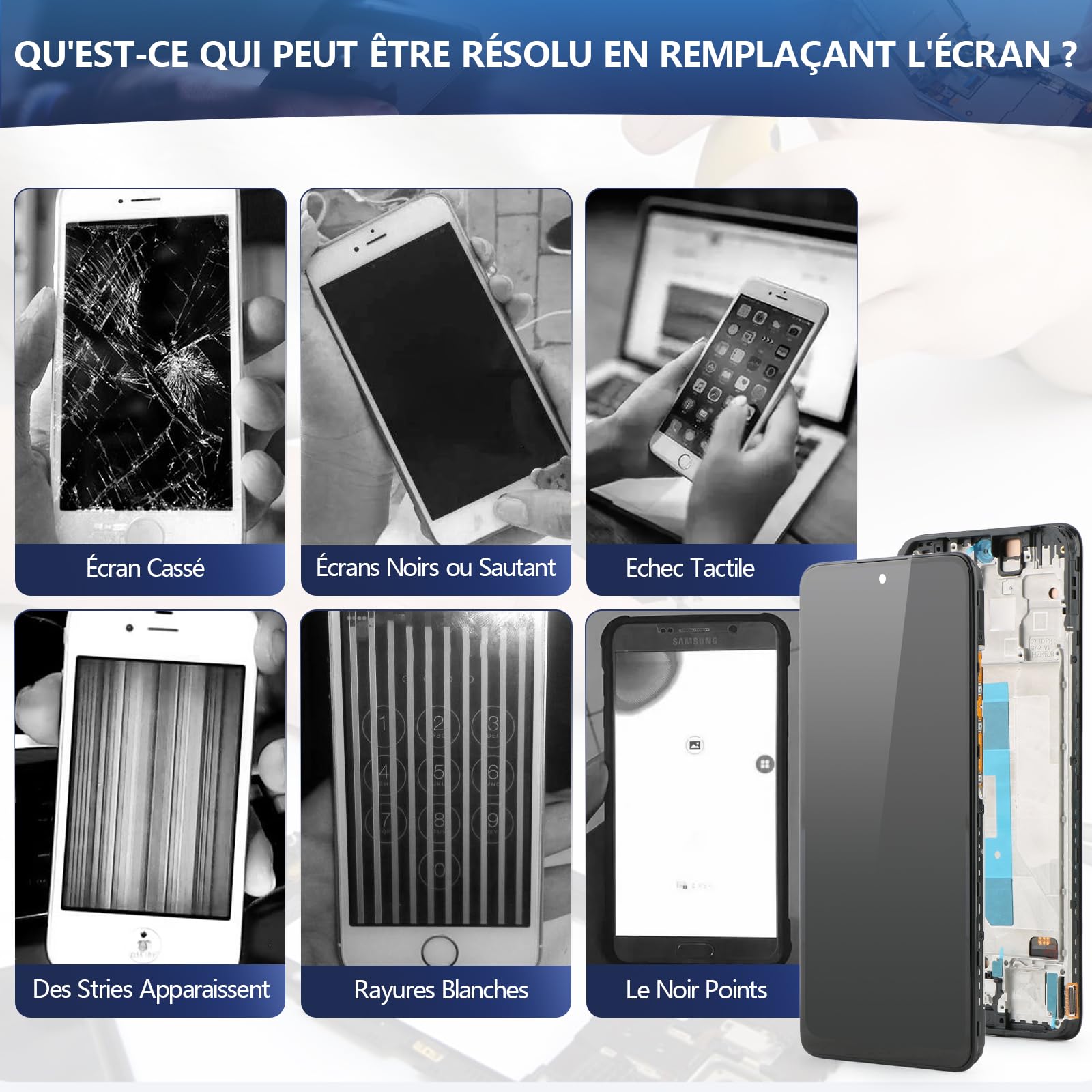 RongZy Écran LCD pour Xiaomi Redmi Note 14 4G 24117RN76E incell Écran De Remplacement pour Redmi Note 14 4G Écran LCD Numériseur Tactile Panneau Assemblé De Réparation avec Outils(Noir avec Cadre