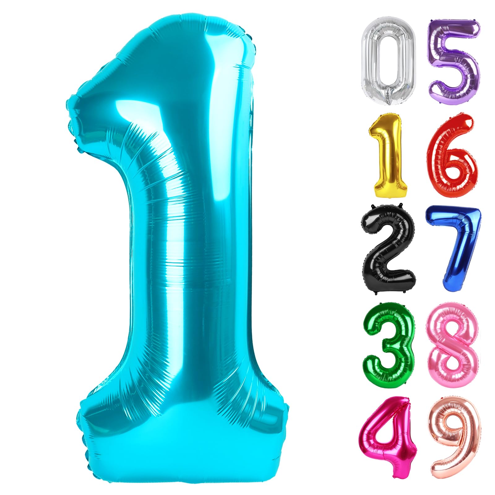 Light Blue Number 1 Balloon 40 Inch, 1st Birthday Decorations Men Women