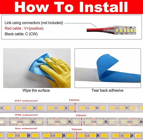 Miniatura 8 de HAASHADA Tiras de luces LED, súper brillantes DC12V 5m16.4ft 15000LM SMD5054 (5050 actualizado) 600 luces LED, tiras de cinta LED flexibles