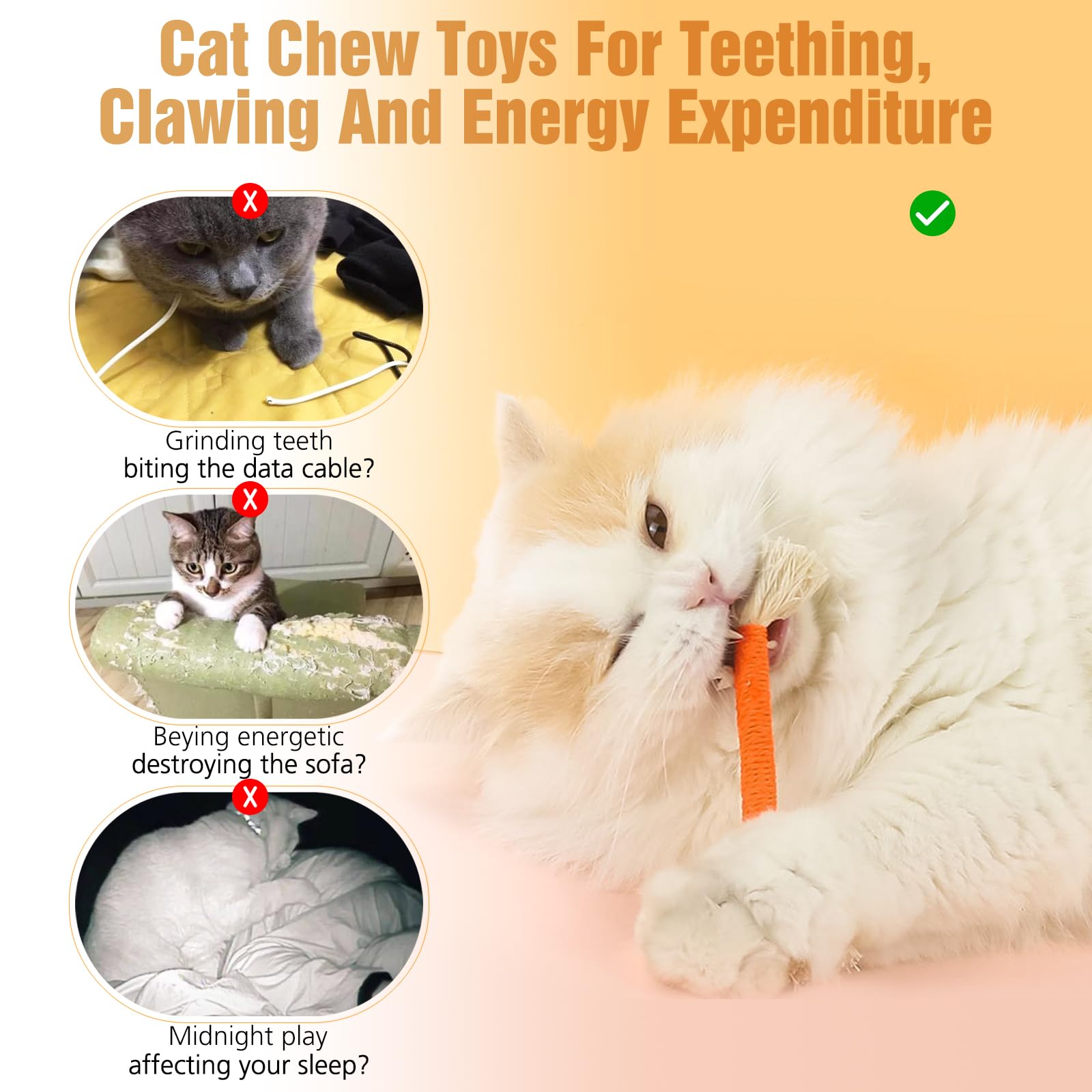 5 juguetes masticables para gatos, juguetes de dentición para gatos de 5.9 pulgadas, juguetes de hierba gatera para gatos, juguetes de limpieza de dientes para gatos de interior, juguete
