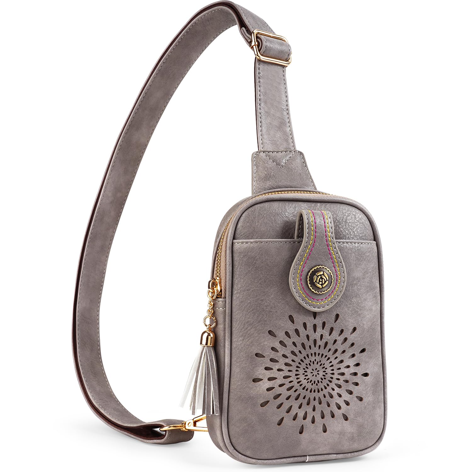 APHISON Small Sling Bag Fanny Packs Phone Purse Crossbody Bags for Women Chest Bag Vegan Leather