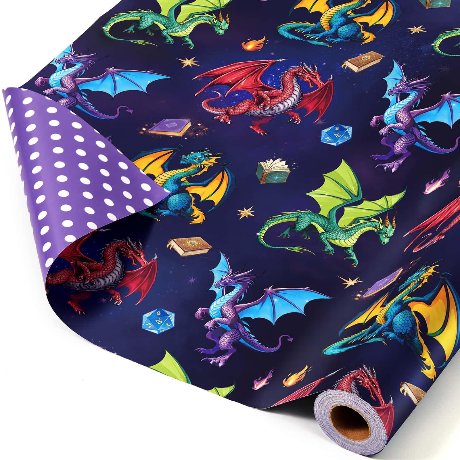 WERNNSAI Fantasy Dragon Wrapping Paper 1 Roll 17in x 33ft Boys Gift Wrap