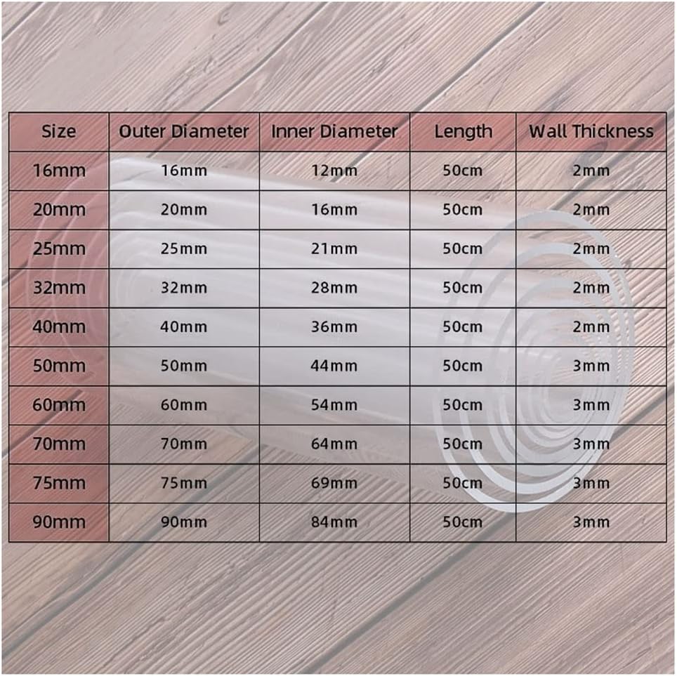 G 3個50cm長い16-50mmアクリルパイプ、魚のタンク水族館の供給庭の水耕水管 DIY. 付属品 (Color : 40mm