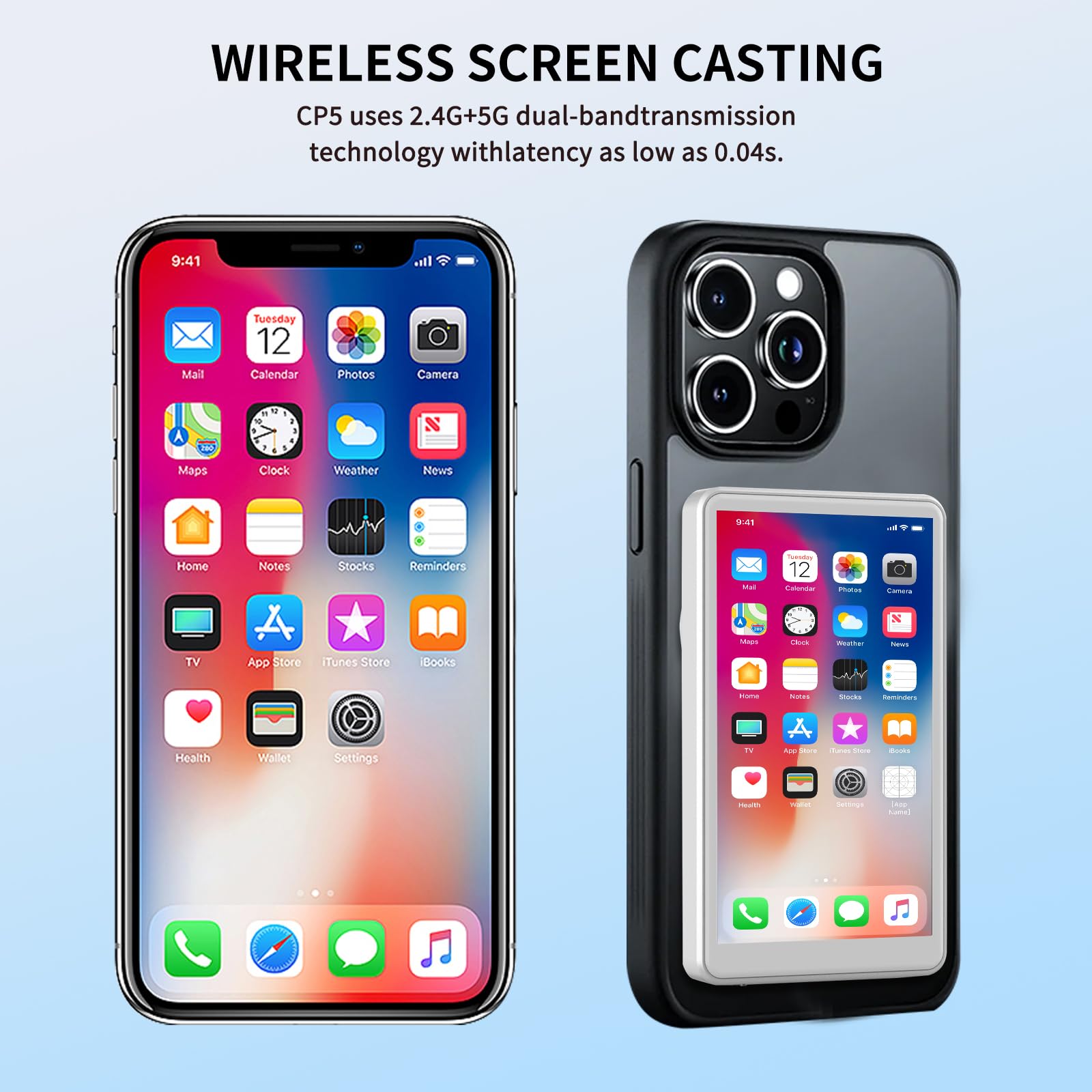 Phone Vlog Selfie Monitor Screen, 1080P Wireless Recording Magnetic Mount, Rear Camera for TikTok, Selfie Vlog, Live Streaming, Compatible with iPhone/Android (White)