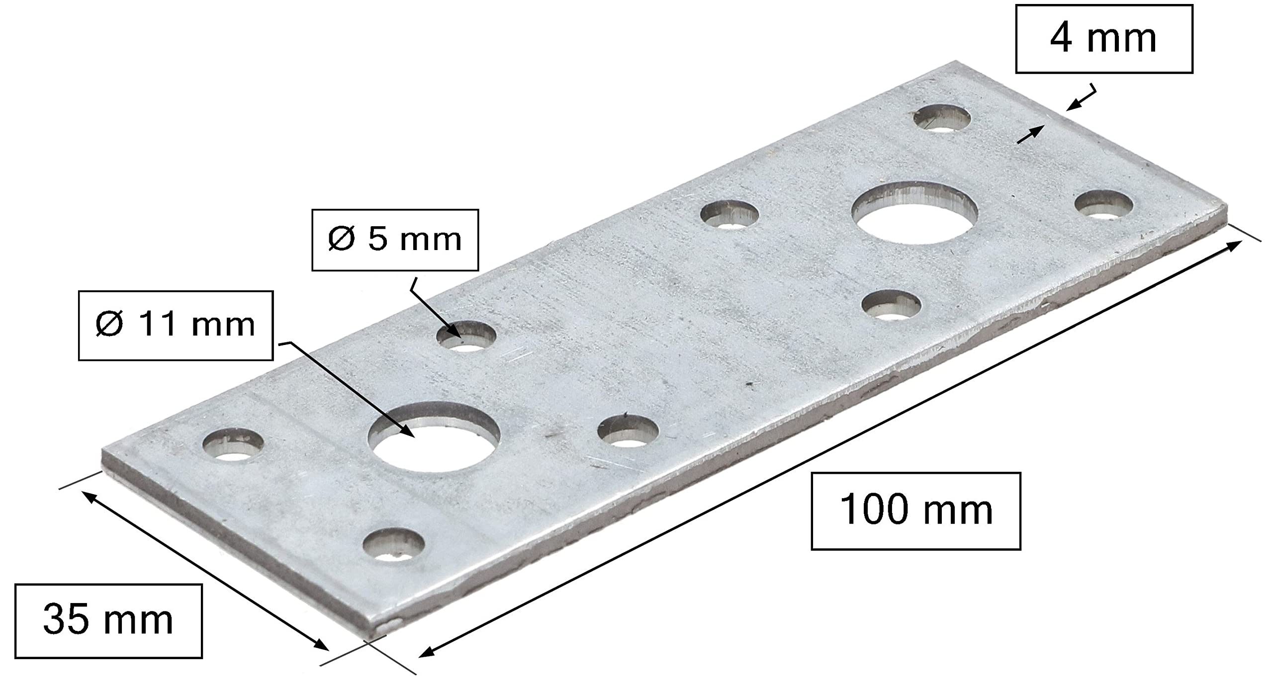 KOTARBAU Plaques perforées - 116 x 40 mm - Argent galvanisé - Connecteur plat de bois - Pour l'intérieur et l'extérieur - Plaque perforée en acier - Fer plat (25)