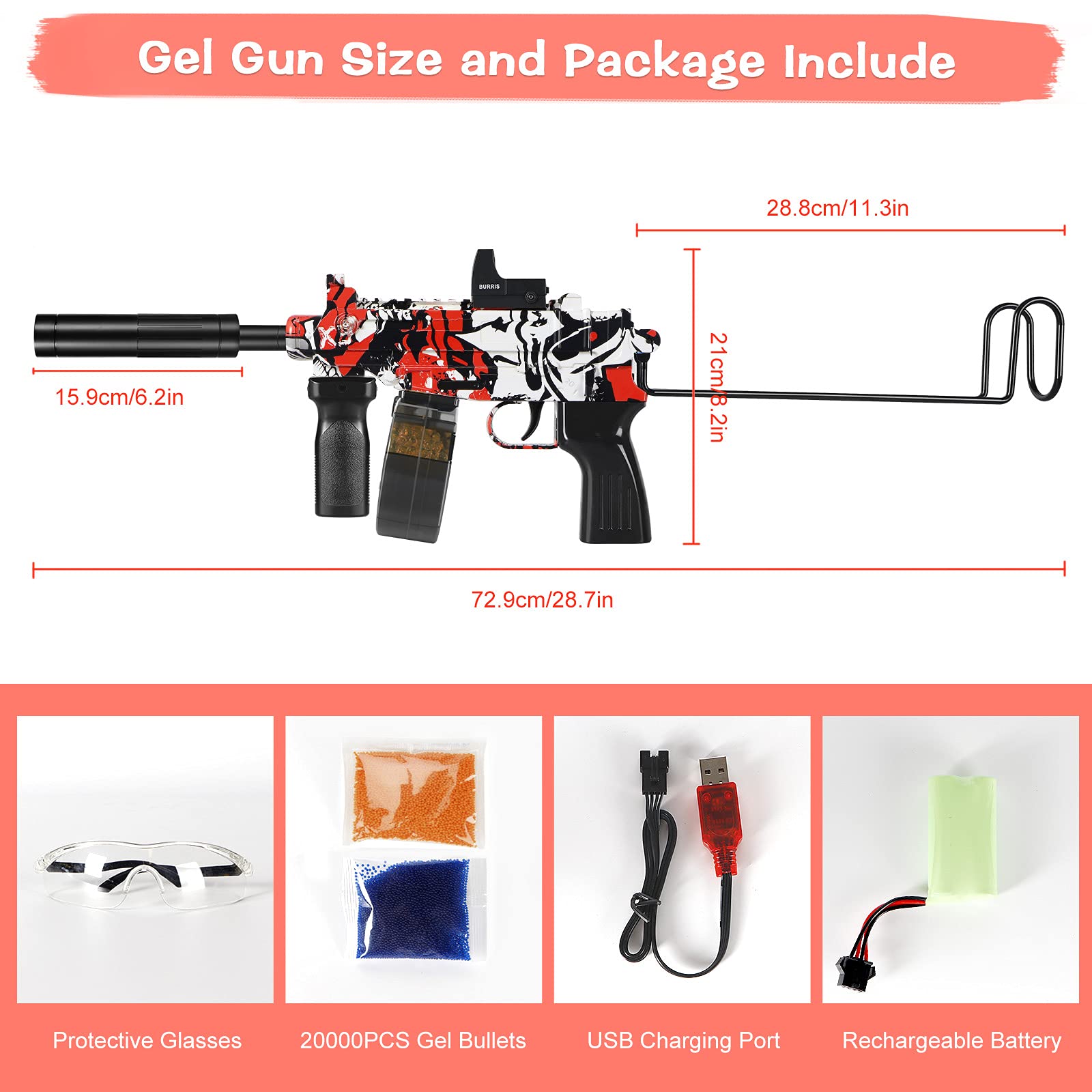 Buy iTetimi Electric Gel Ball Blaster Gel Blaster Gun with 10,000 Gel