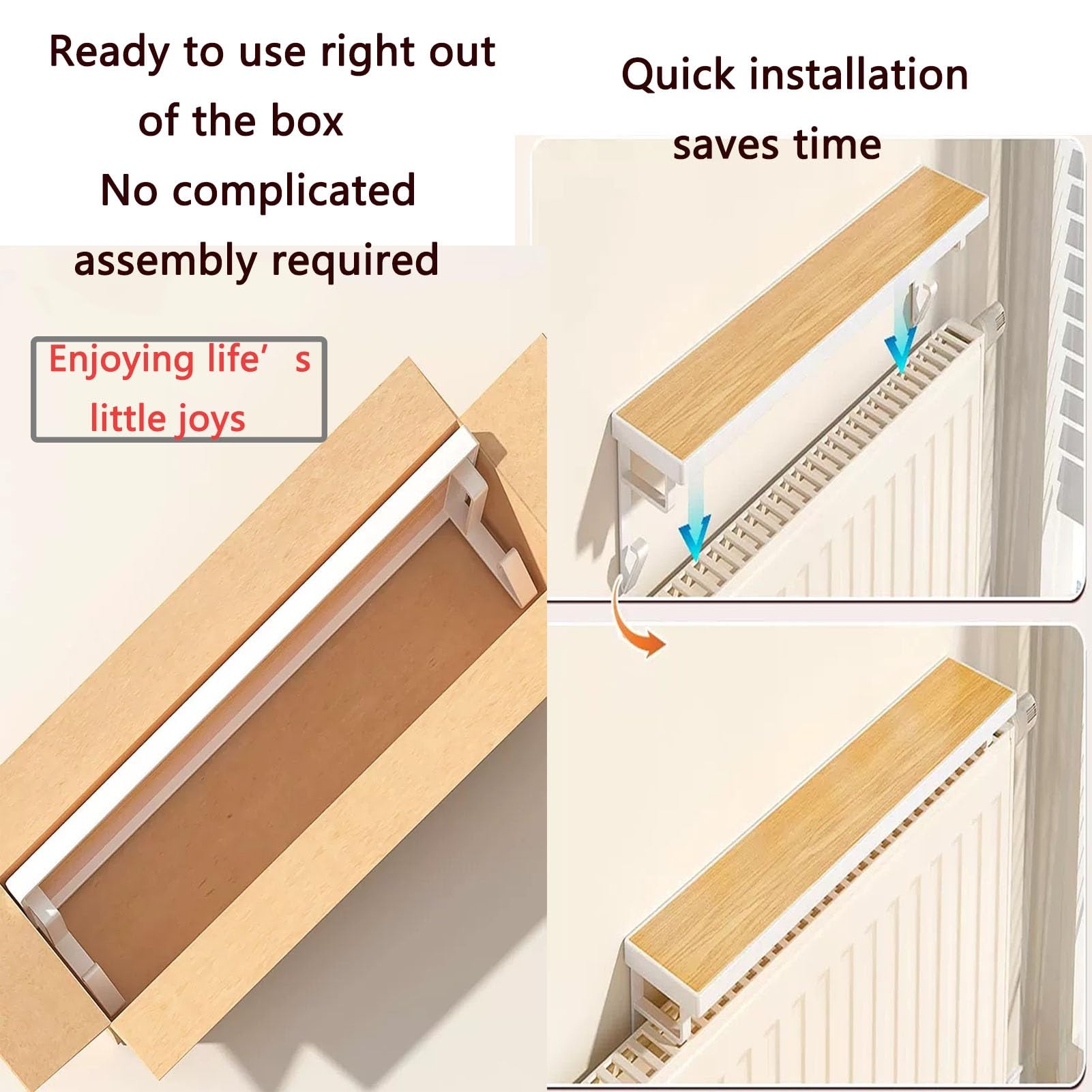 Cubre Radiadores Madera sin Taladros Cubreradiadores Modernos, Resistente Calor Pequeño Tapa Radiadores, para Salón Dormitorio Pasillo del Hogar(White,40x12x16cm)