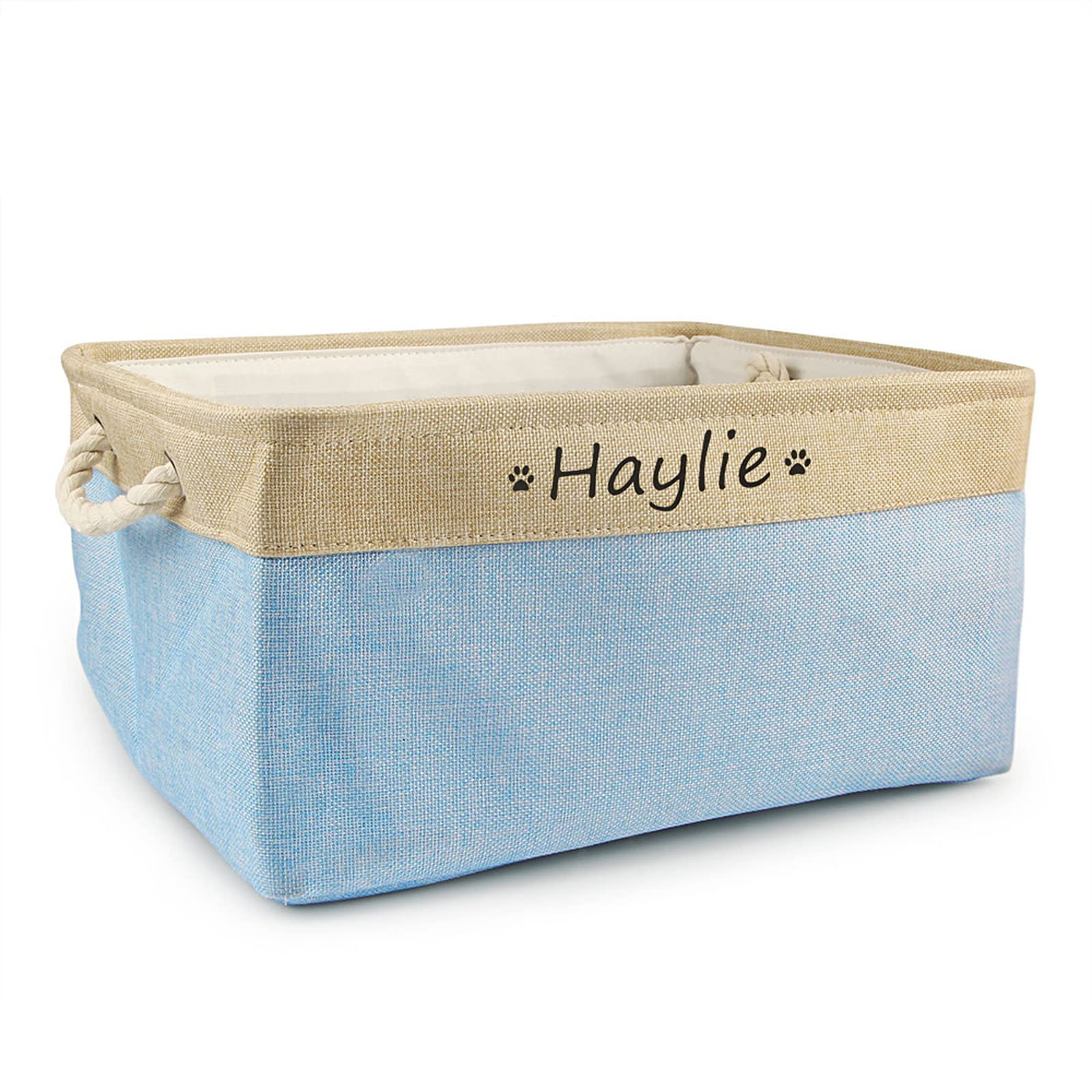 CZD Dog Toy Box Personalised Name,Personalised Dog Toy Box,Dog Storage Box,Dog Stuff,Dog Baskets,Dog Food Storage Bin,Dog Toy Box Storage,Dog Toy Basket (S 31X21X12cm,light blue)