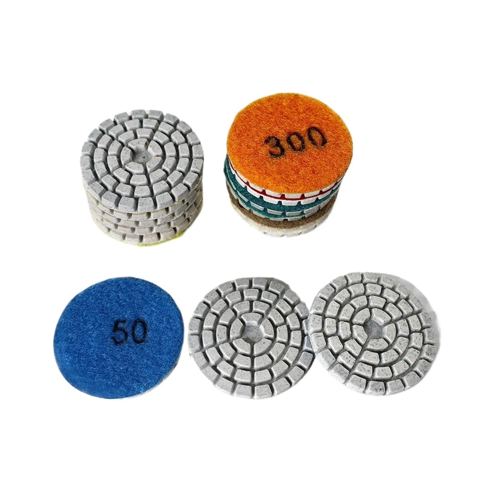 Tampon de polissage humide for résine de granit, roue Flexible for disque de marbre, 2 pouces, 50mm, 8 pièces(3000_8 GRITS MIXED_2INCH 50MM)
