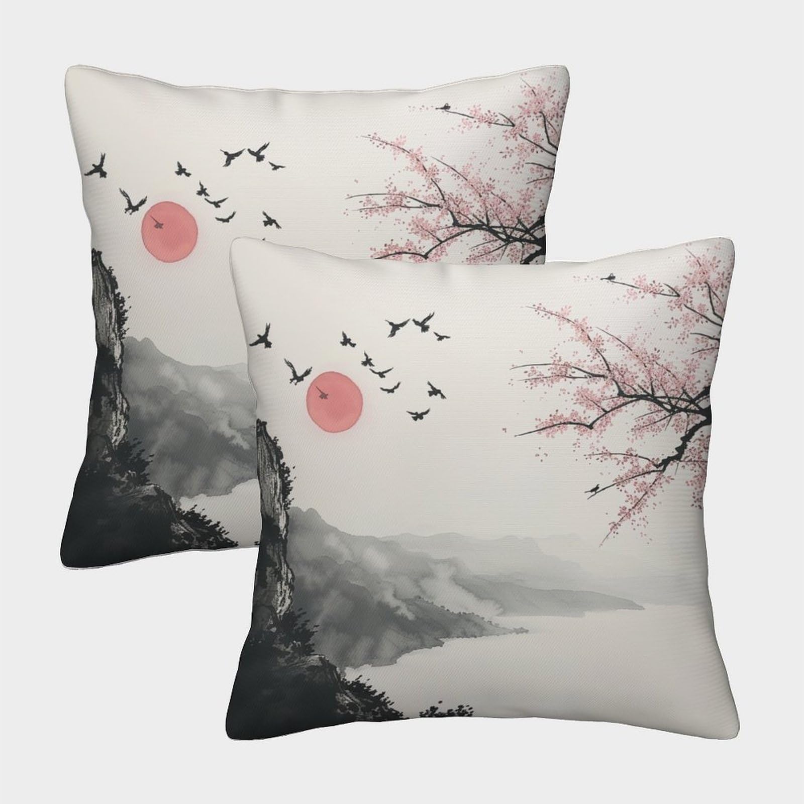 UENDOKRNN Flower Pillow Covers Set of 2 Soft with Invisible Zipper Plum Blossom Cushion Covers,Pillow Covers Decorations of Life for Sofa, Outdoor Garden, Bed, Couch,Car 45x45cm