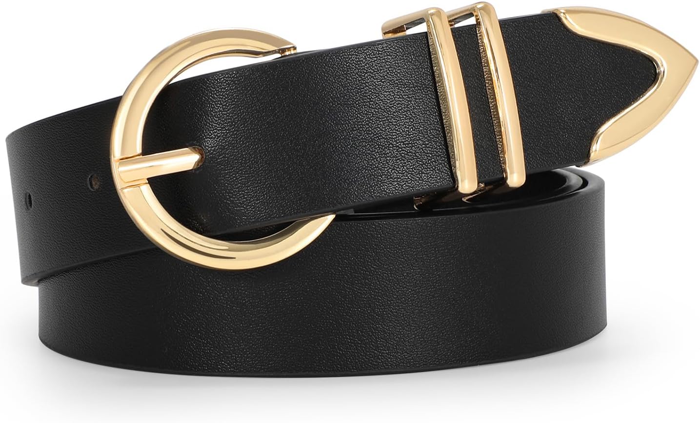 VONMELLI Ladies’s Leather-based Belt for Denims Trend Waist Belt with Golden Buckle Belt Ladies’s for Trousers Gown