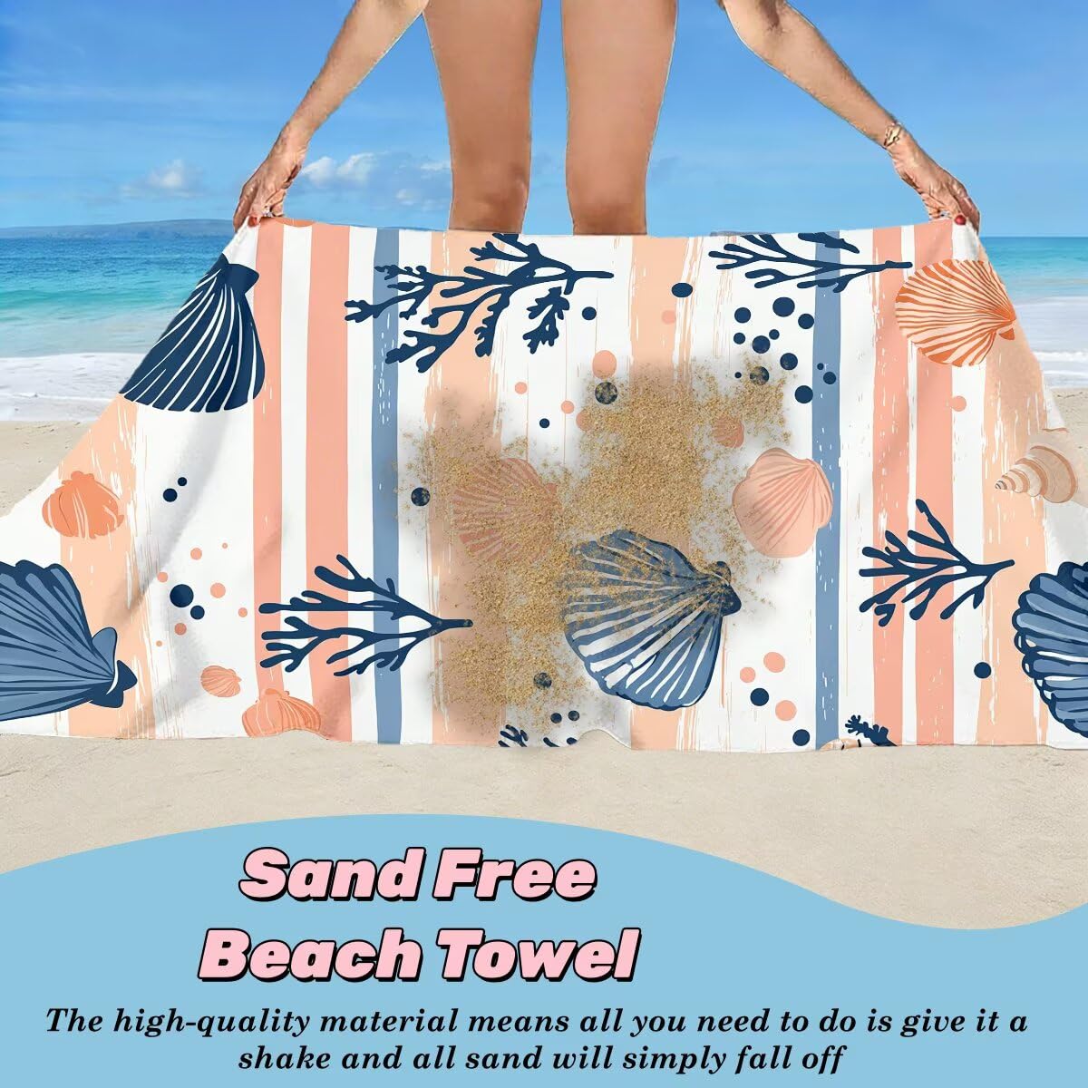 Toalla Playa 80x160 cm, Toalla Gimnasio Microfibra Secado Rapido, Juego de 2 Antiarena Toallas de Playa, Ligera Compacta Toallas Microfibra Grande para Viaje, Regalo Hombre Mujer (Caparazón) -5025