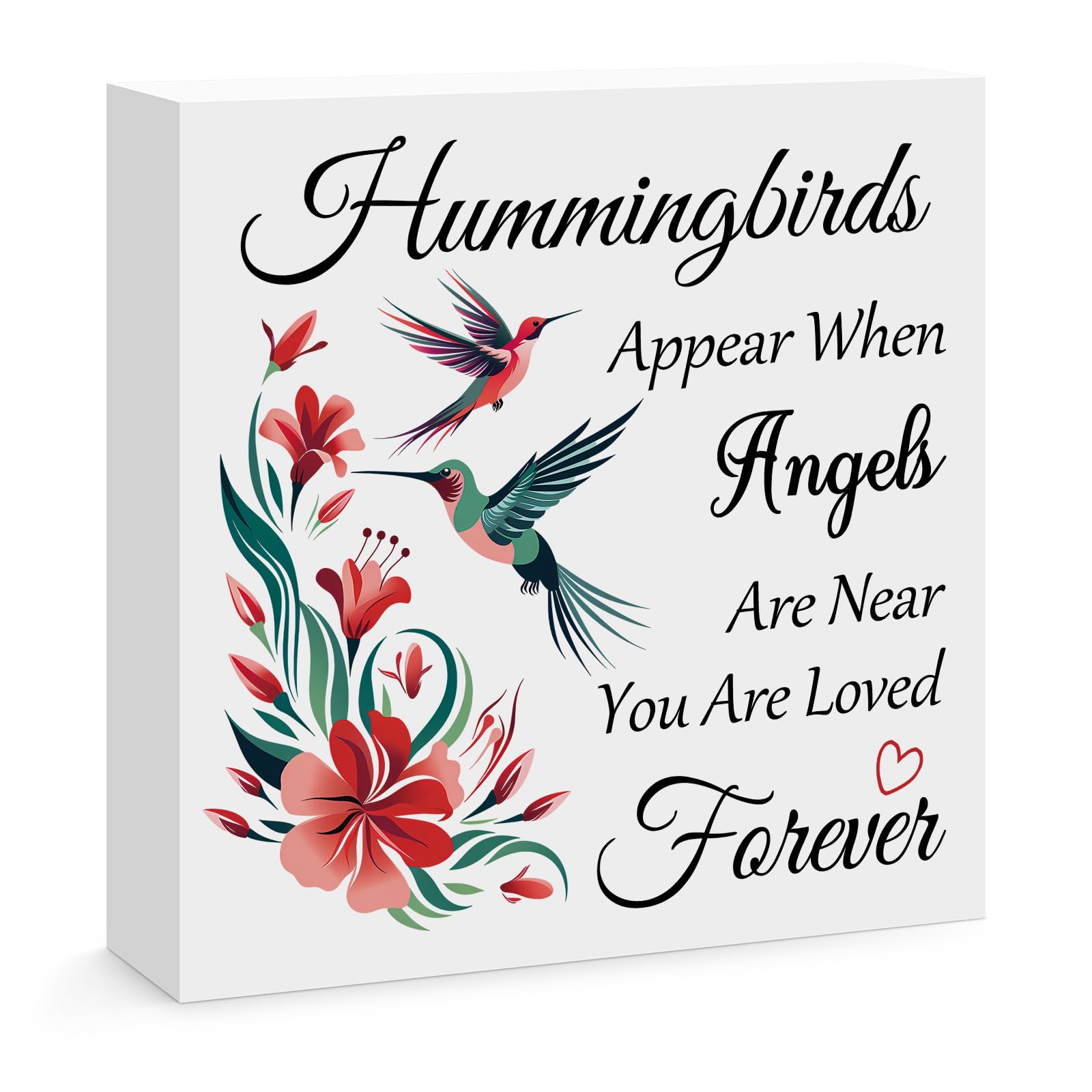 Memorial Gift Hummingbird Decorative Sign Gift Hummingbirds Appear When Angels Are Near Wooden Box Sign Sympathy Gift for Loss Of Loved Memorial Decor