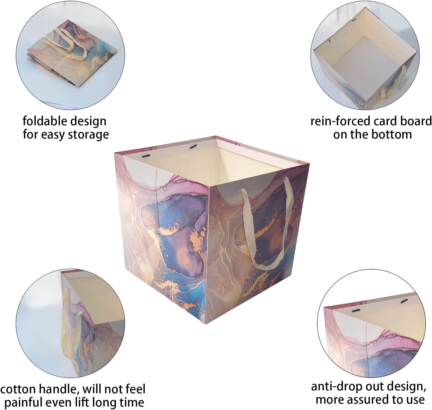 RUIFYRAY Extra Large Gift Bag, 11.8" Square Reusable Big Bag with Handle, for Wedding, Birthday, Presents, Father's Day, Thanksgiving, Christmas, New Year's, Holiday Gifts - Image 3