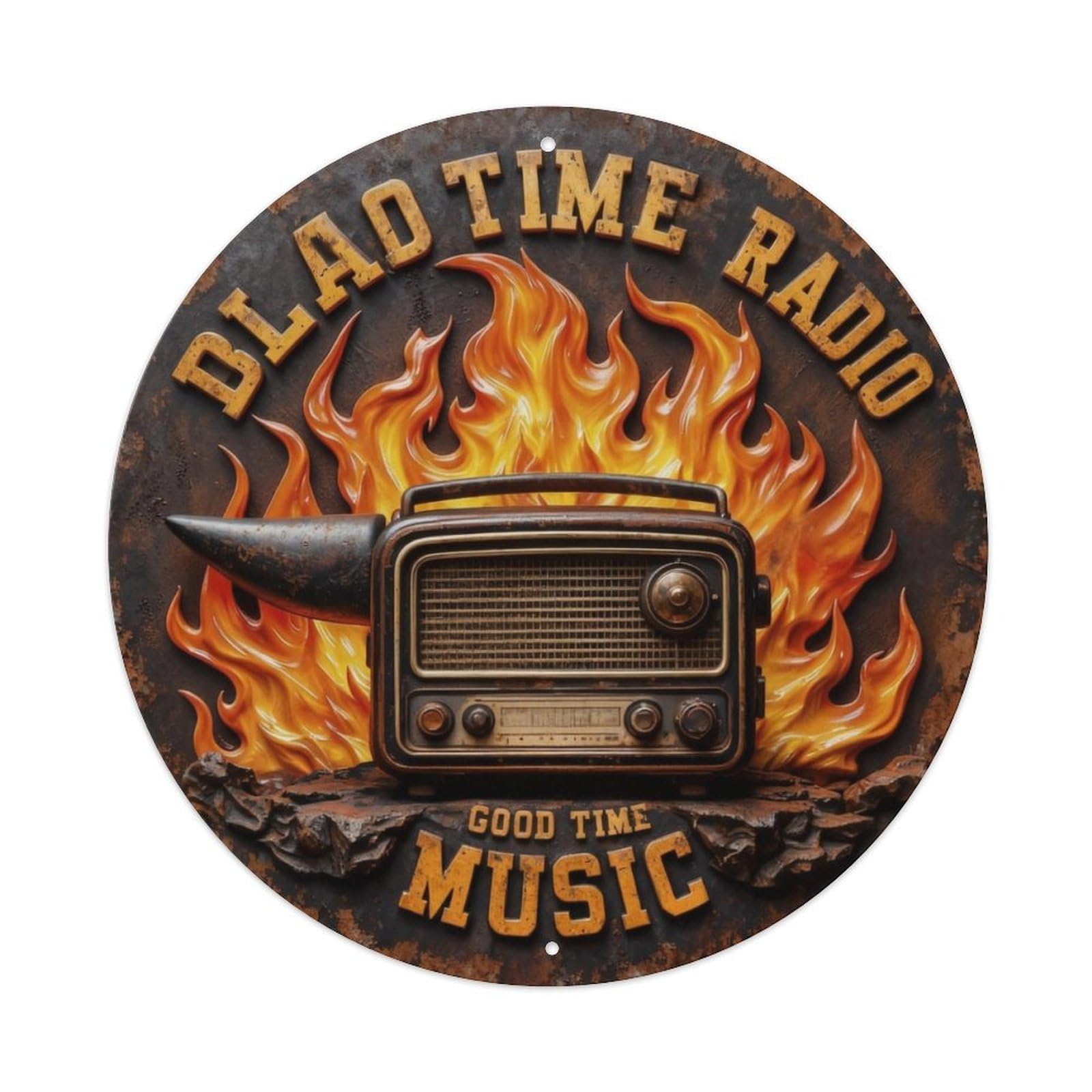 Old Time Radio Good Time Music Metal Tin Sign Plaque