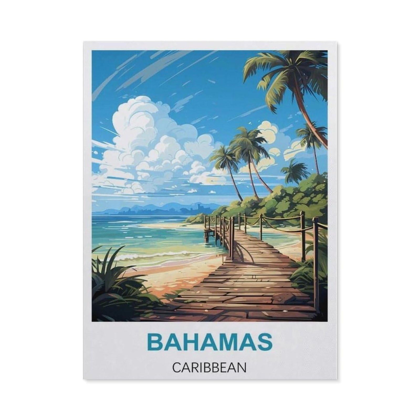 BEAYODKP Diamond Painting，Bahamas Caribbean,Round Full Drill Acrylic Embroidery Cross Stitch Arts Craft Canvas Supply for Home Wall Decor Adults and Kids（50 x 60 cm/19.68 x 23.62 inches）-CB90