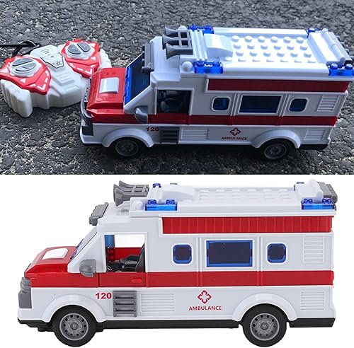 Miniatura 8 de VGEBY Juguete de ambulancia RC para niños ambulancia de control remoto de cuatro vías con luces simulación ambulancia regalo de coche para niños