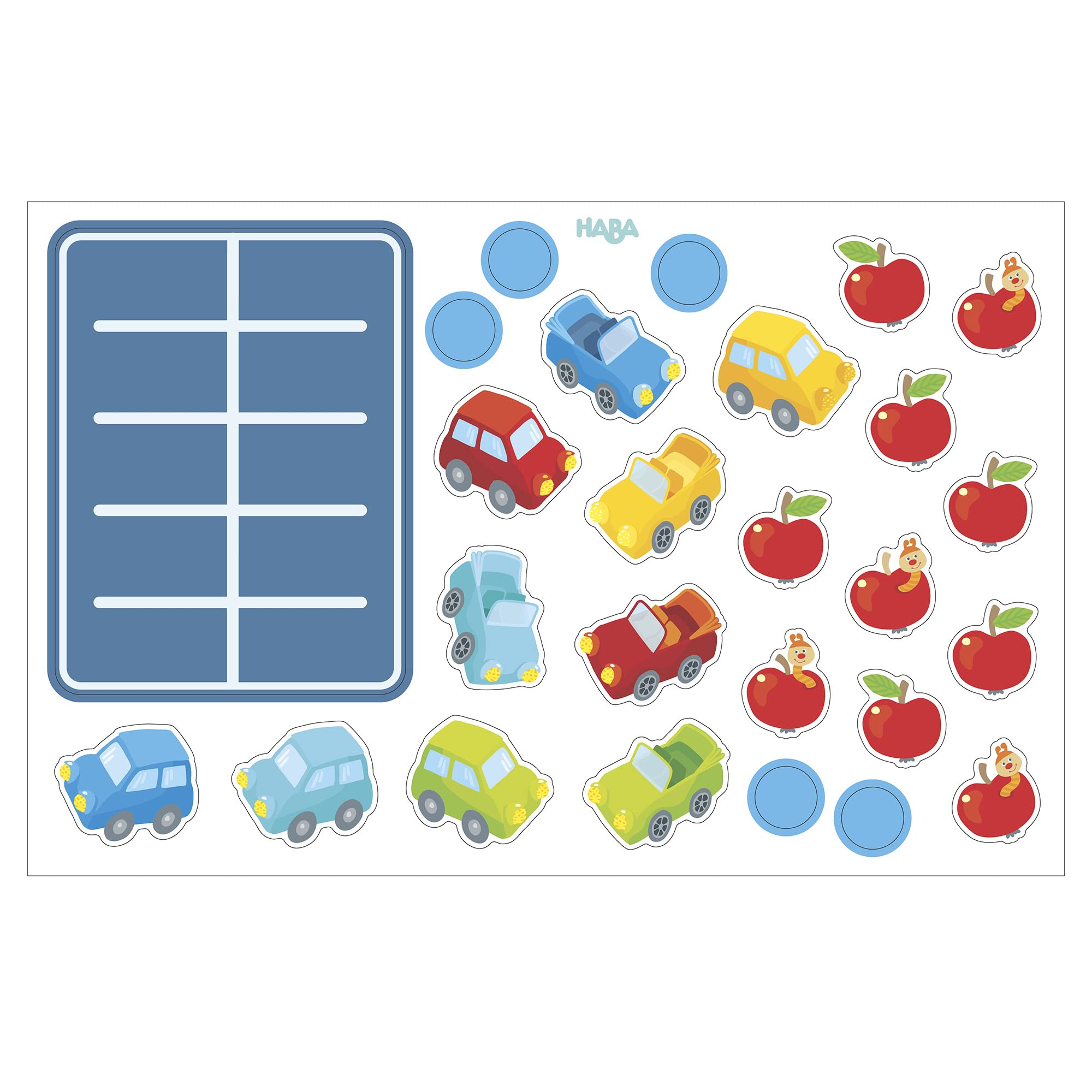 HABA 302589 - Magnetspiel-Box 1, 2, Zählerei, Fröhlich-buntes Zahlen-Legespiel ab 4 Jahren, Zum spielerischen Kennenlernen von Mengen und Lösen erster Rechenaufgaben