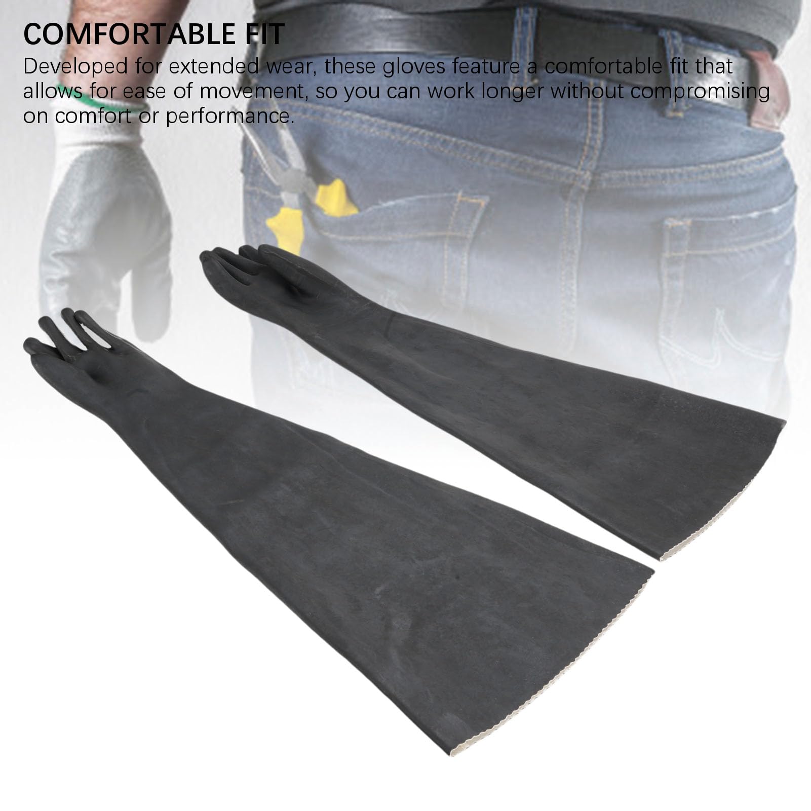 Protección para manos y antebrazos de 28 pulgadas de largo: 1 par de guantes de látex resistentes para chorro de, compatibles con gabinete de chorro de, caja seca, guantera,