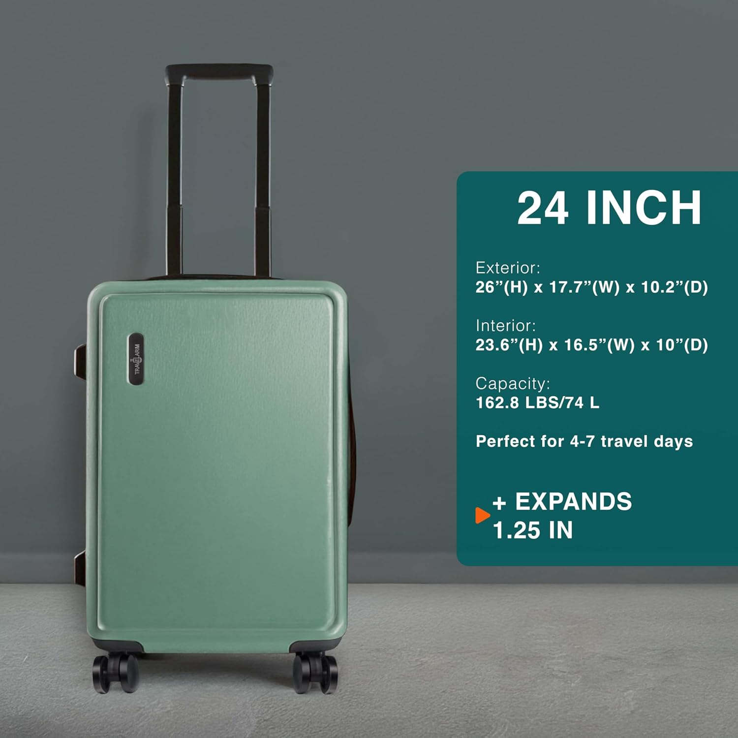 TRAVELARIM 24 Inch Checked Luggage with Spinner Wheels, Medium Suitcase image 2
