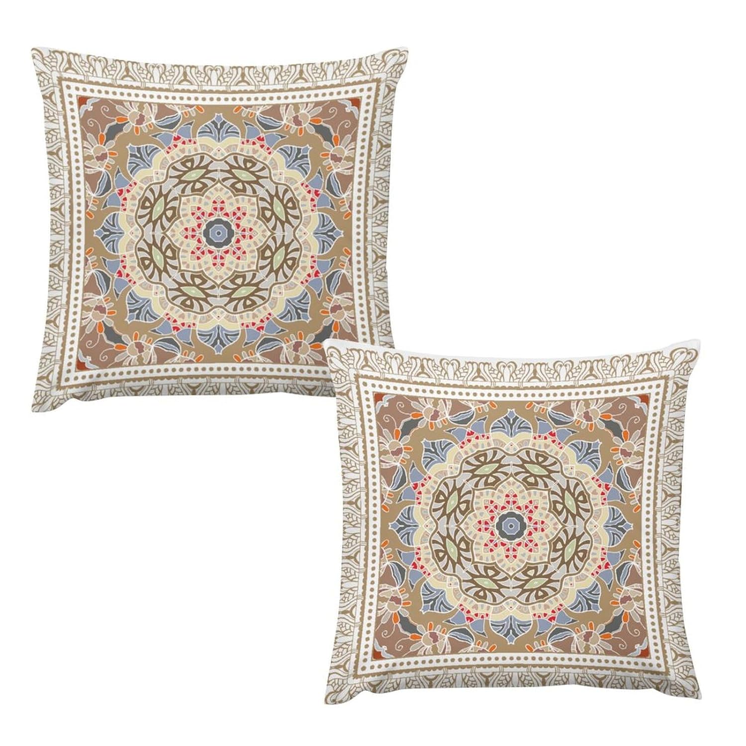 Yoakiet Mandala Floral Pillowcase Vintage Rustic Colourful Graffiti Tribal Ethnic Mandala Texture Pillow Covers with Hidden Zipper Set