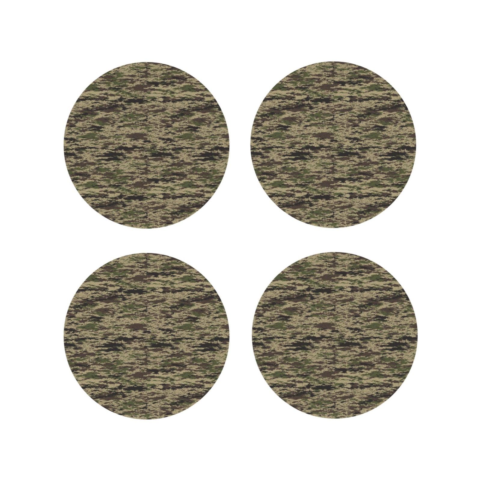 Smazdfxx Women's As Pic Leather Coasters Set Of 4 - Camo Green Print Lightweight Drink Coasters For Desk
