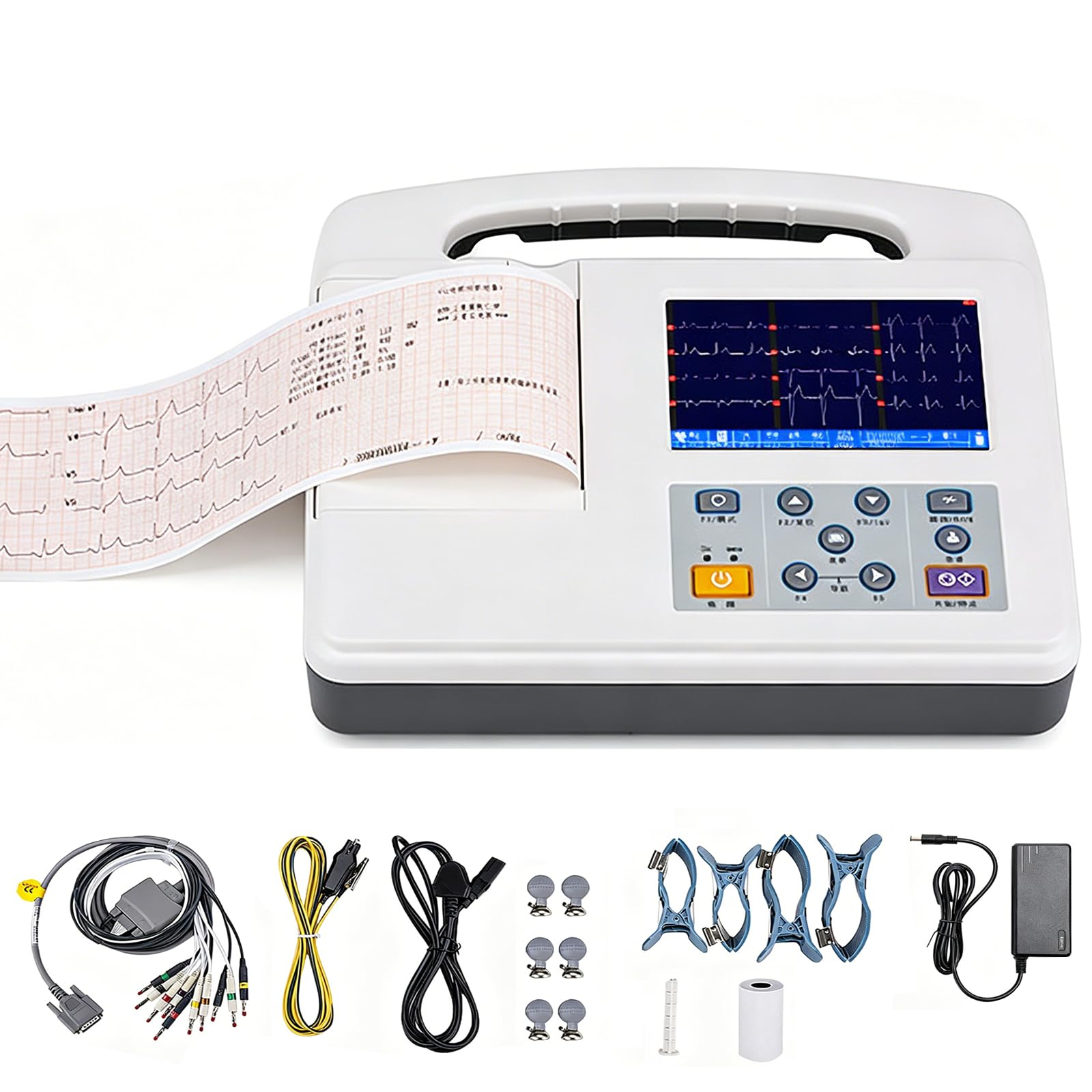 Elettrocardiografo Portatile, Monitor ECG A 12 Derivazioni E 3 Canali Con Analisi Automatica, Funzione Di Stampa Dei Referti, Display Lcd A Colori, Dispositivo Diagnostico Per Uso Domestico