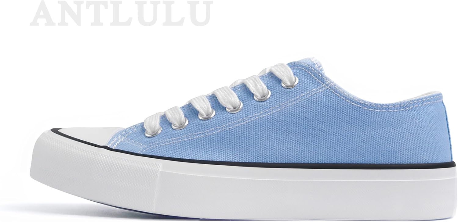 ANTLULU Womens Canvas Shoes Low Top and Lace up Fashion Casual Sneakers Black and White Classic - Image 6