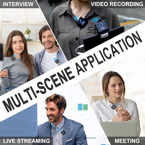 Miniatura 6 de Star200 T2 - Sistema de micrófono inalámbrico Lavalier de doble canal de 2.4 GHz, micrófono omnidireccional pequeño para teléfono inteligente,