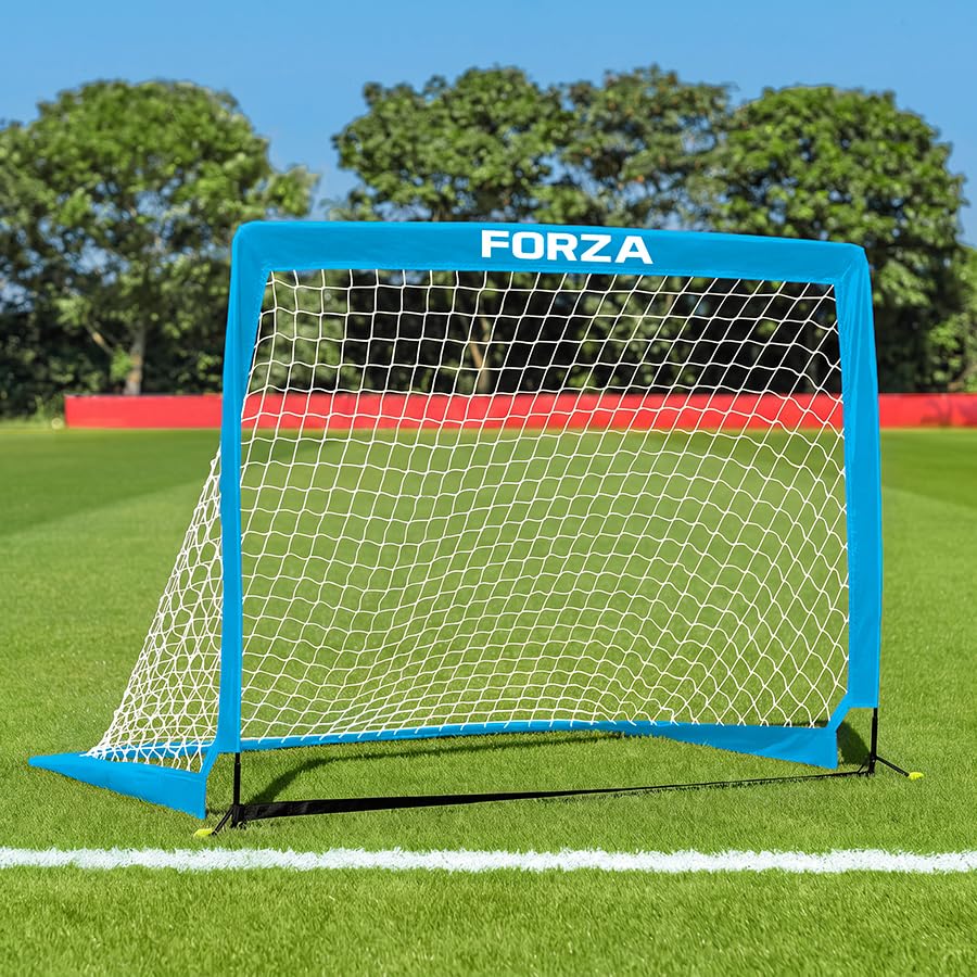 FORZA Square Pop-Up Football Goal [6 Sizes] (Sky Blue, 4ft x 3ft, Pair of Goals)