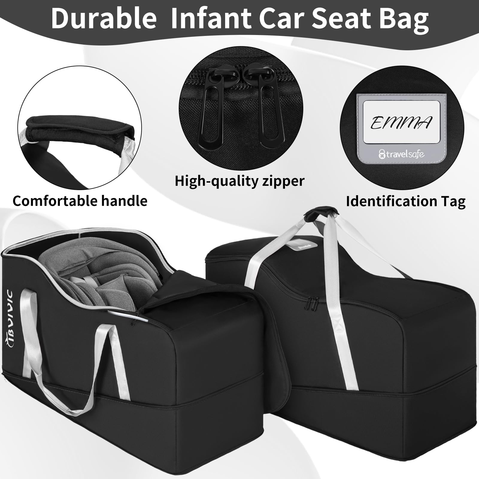 IBVIVIC Sac de voyage pour siège auto compatible avec UPPAbaby Aria et Mesa, noir | Sac de voyage pour siège auto pour bébé