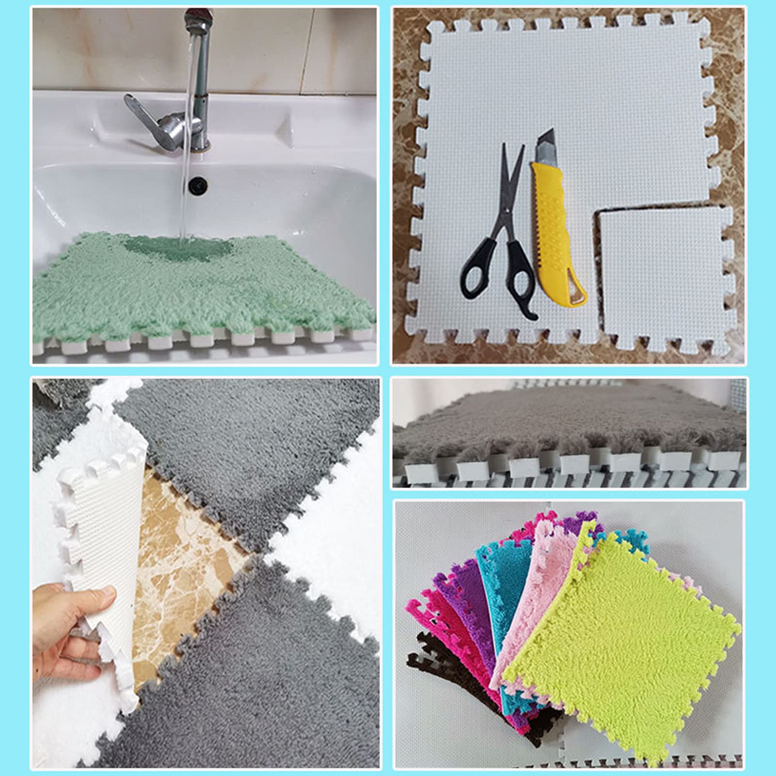 Mata do układania puzzli Mata podłogowa z pianki piankowej, opakowanie 10 blokujących się piankowych płytek dywanowych wielokolorowych 12x12 cali(Green)