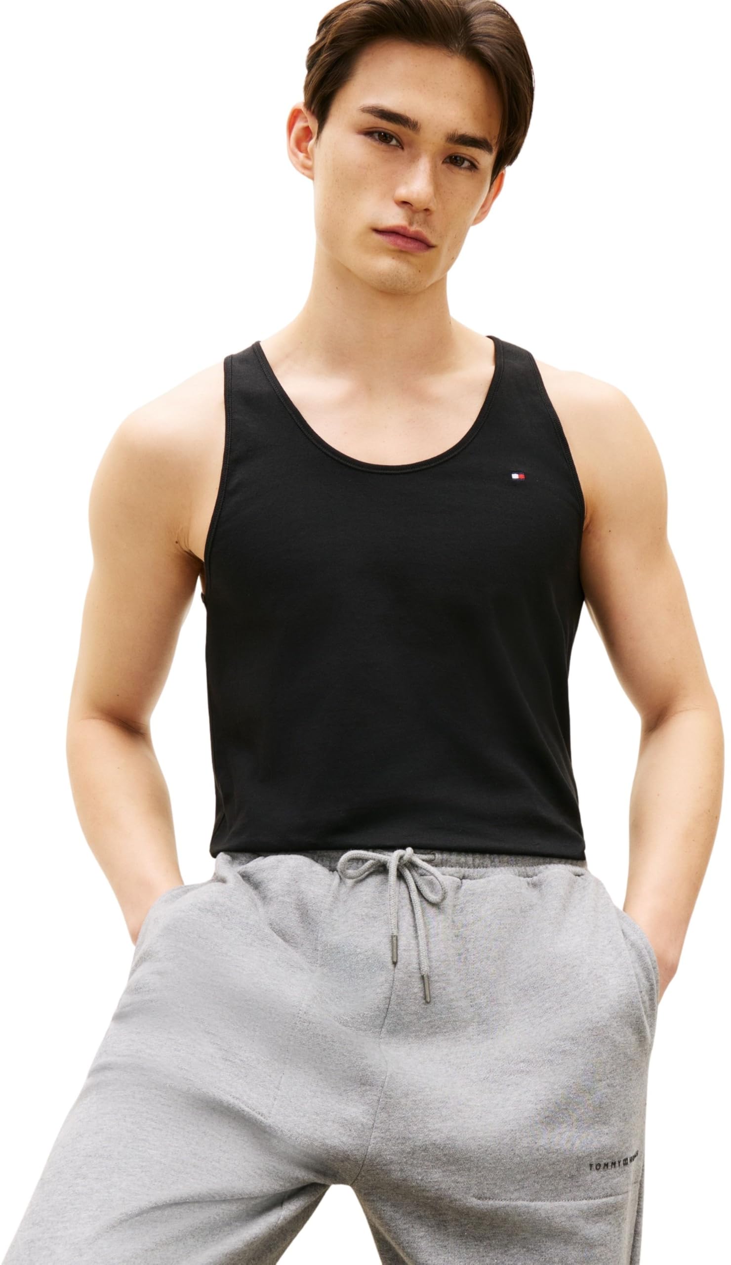 Tommy Hilfiger Herren 3er Pack Tank Tops Rundhalsausschnitt, Mehrfarbig (White/Black/Grey Heather), XXL