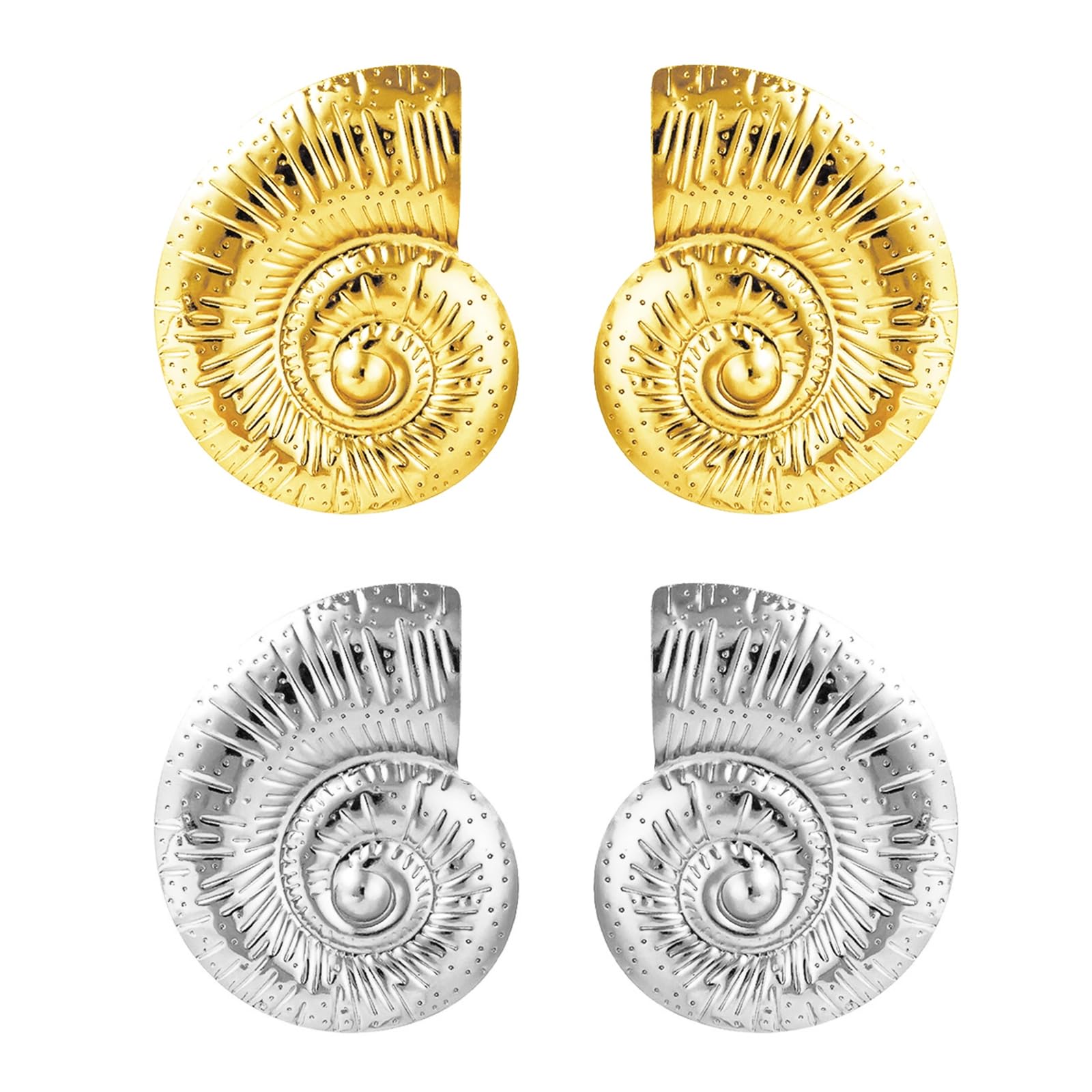 WCRAZYE 2 Pairs Starfish Earrings for Women Dainty 14k Gold Silver Plated Ocean Sea Shell Conch Earrings Ocean Scallop Summer Vacation Beach Outfits