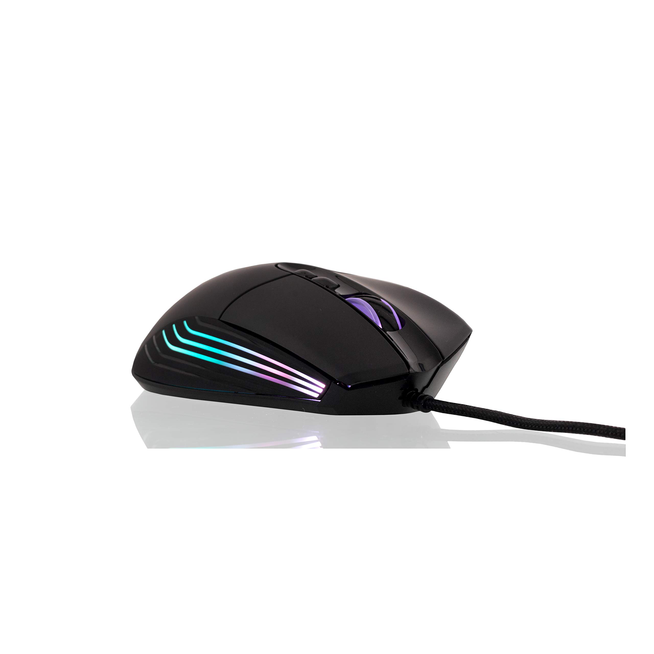 Rio Nadix RGB Gaming Mouse, 10000 dpi, Siete Botones programables, 100 Hz, Omron, iluminación LED RGB, Cable Trenzado sin enredos, garantía de Dos años