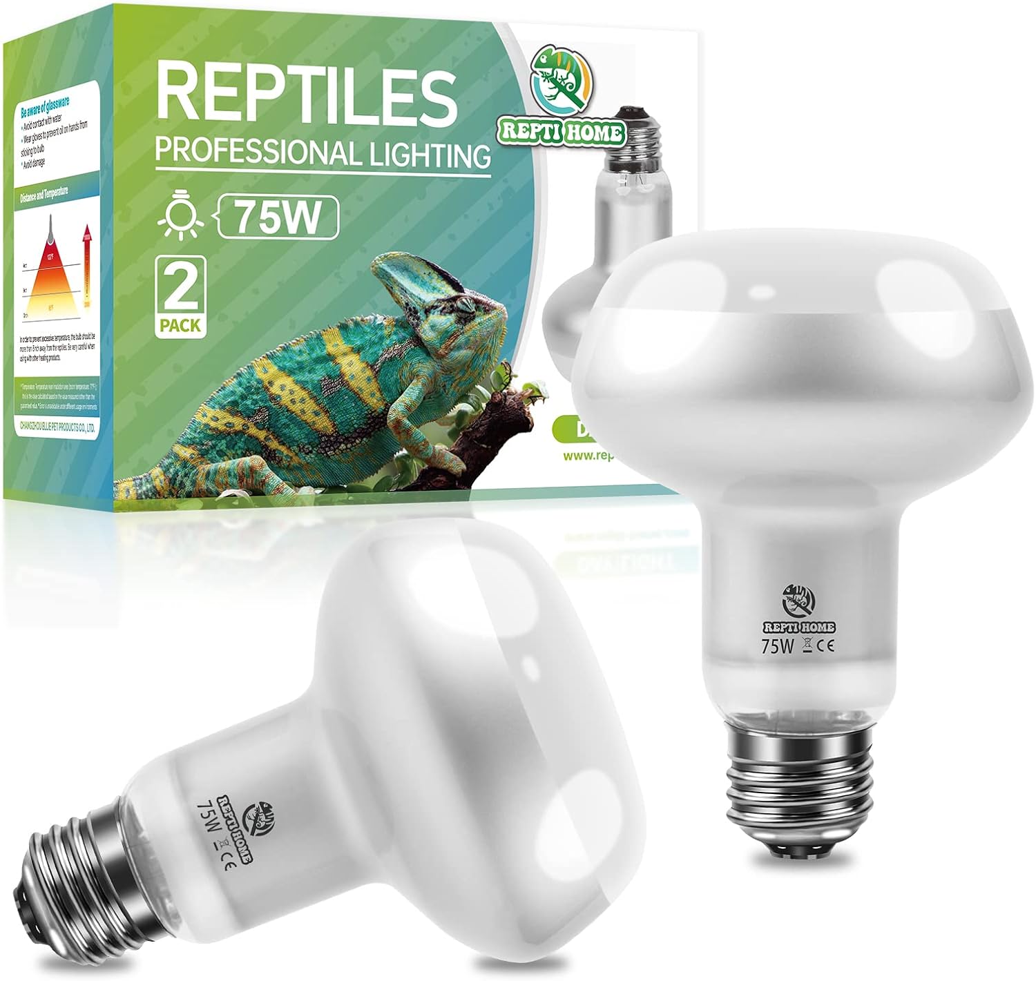 REPTI HOME Intense Reptile Heat Lamp Bulbs 2 Pack 50W