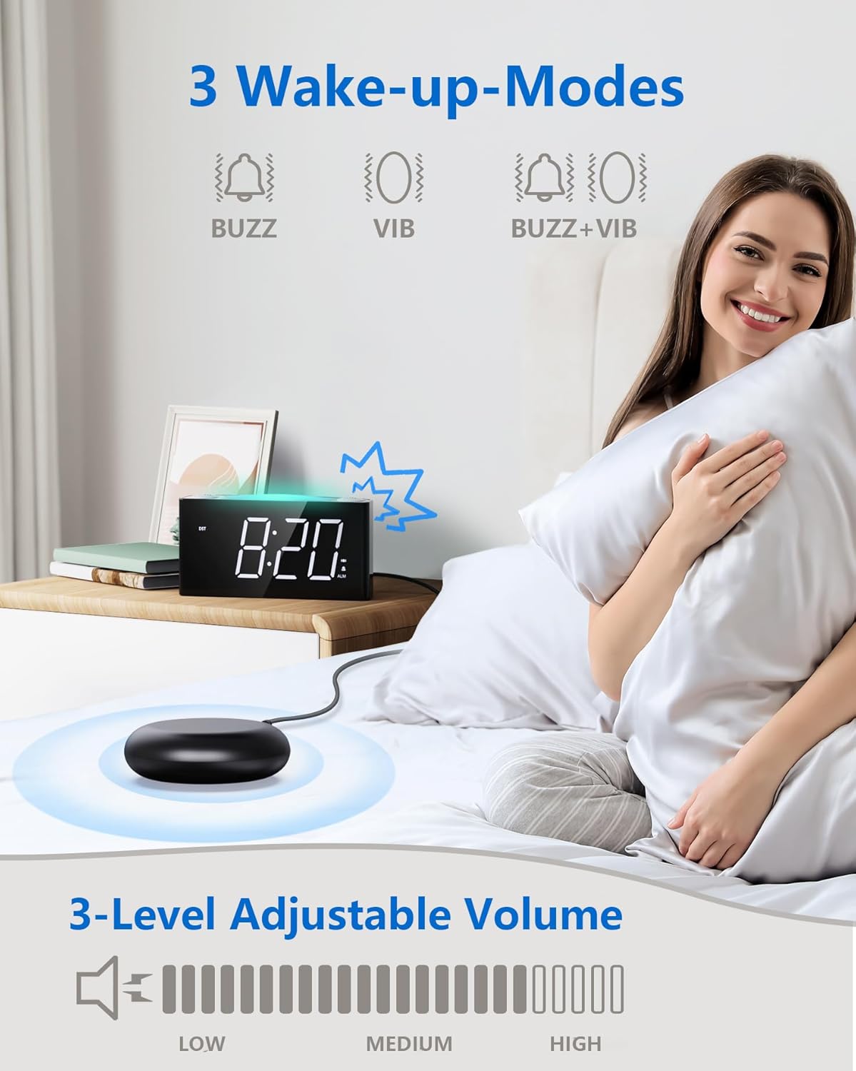 Super Loud Alarm Clock for Bedrooms, Alarm Clock for Heavy Sleepers, Large Display with Night Light, Digital Alarm Clock for Kids, Adults, Seniors