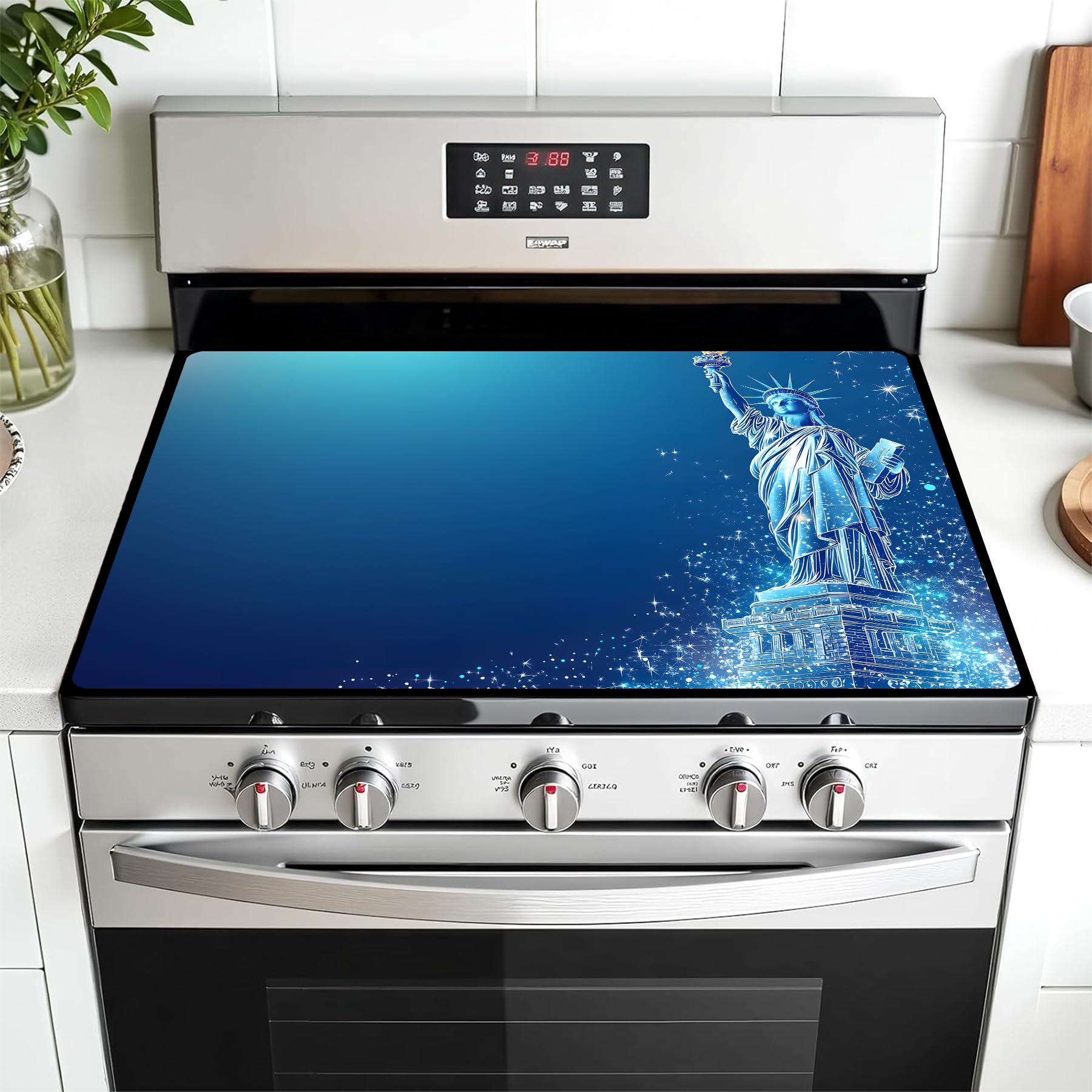 Multi-Design Stove Cover for Glass/Electric Stoves - 3-in-1 Heat-Resistant Protector Mat, Non-Slip Drying Rack 28"x20"