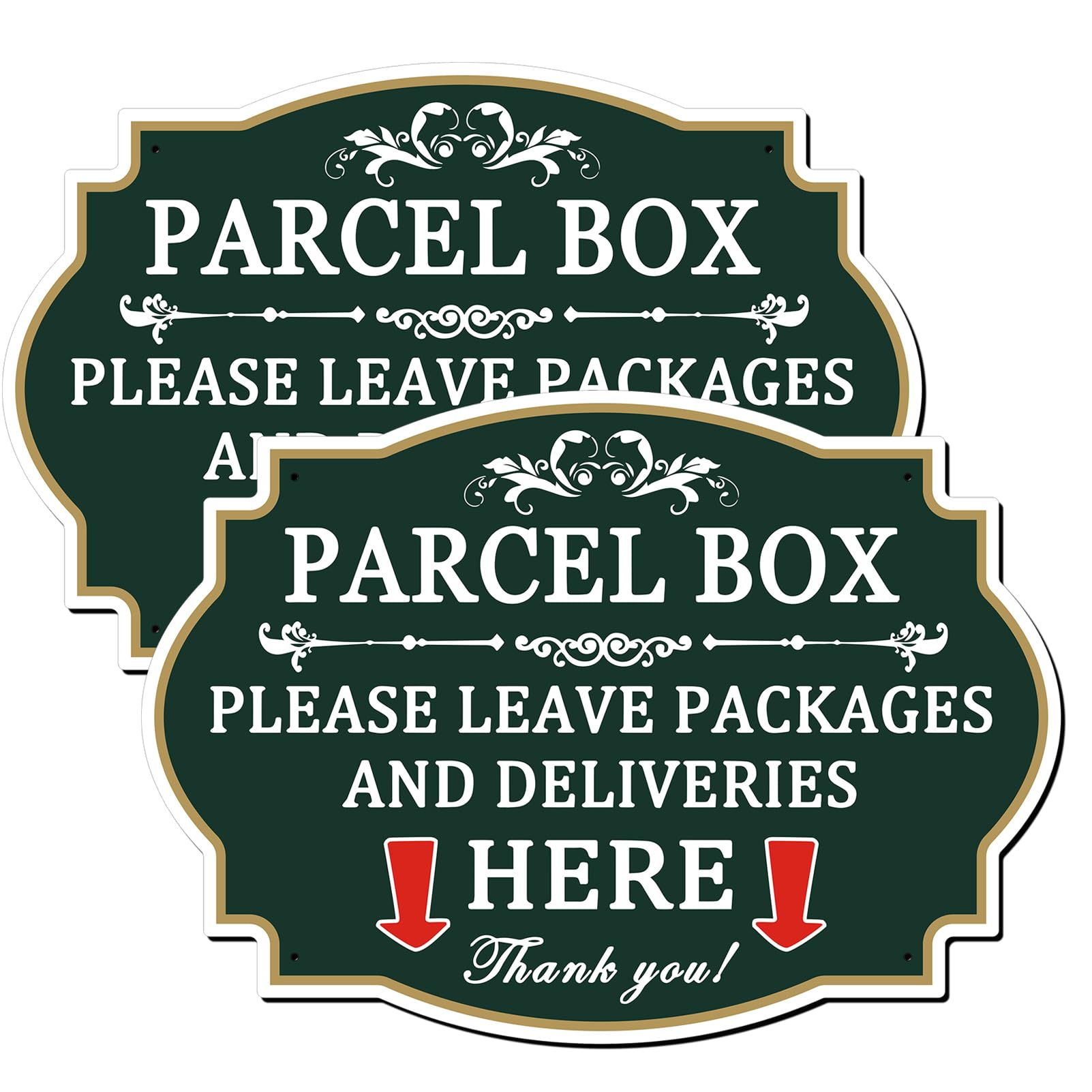FKNSGR Parcel Box Please Leave Packages And Deliveries Here Sign 2 Pack