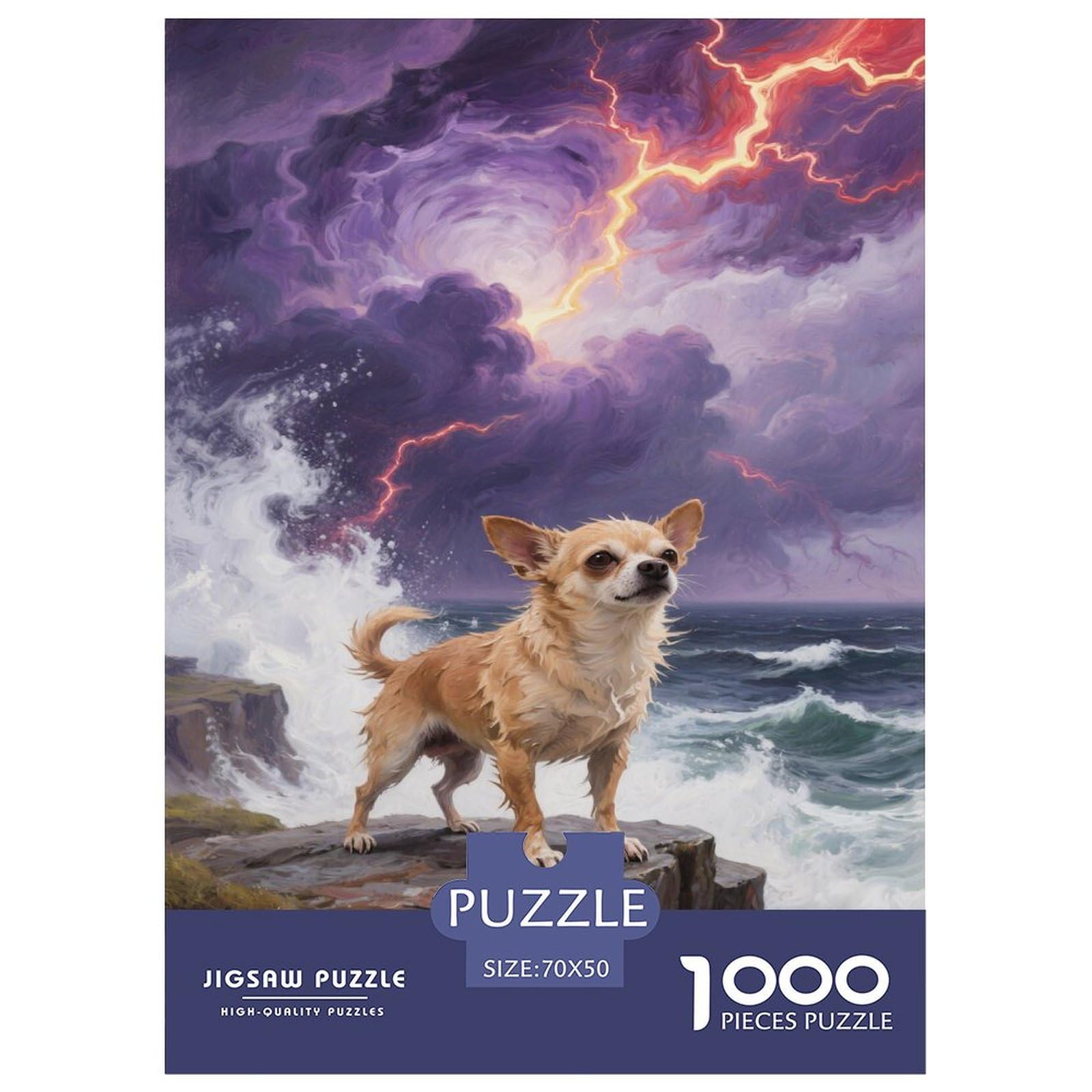 Puzzle Chihuahua Dog 1000 Piece Challenge Toy for Adults,Ocean View Impossible Jigsaw Puzzles 1000 Pieces Educational Games for Adults Or Families 70x50cm/1000pcs