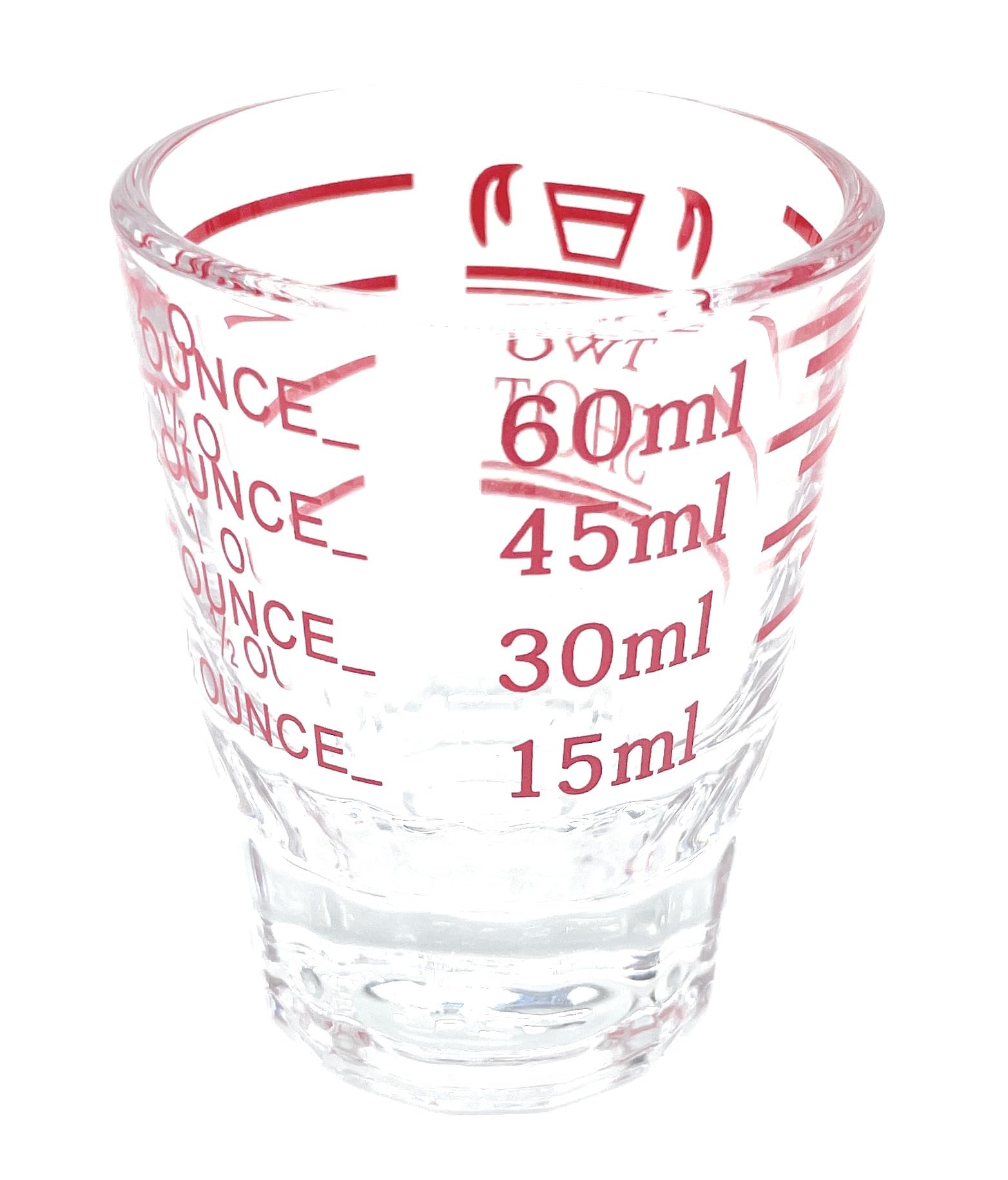 60 ml Glass Measuring Cup with red Markings, Perfect for Shot Measures Spirit Measures, Espresso Shots