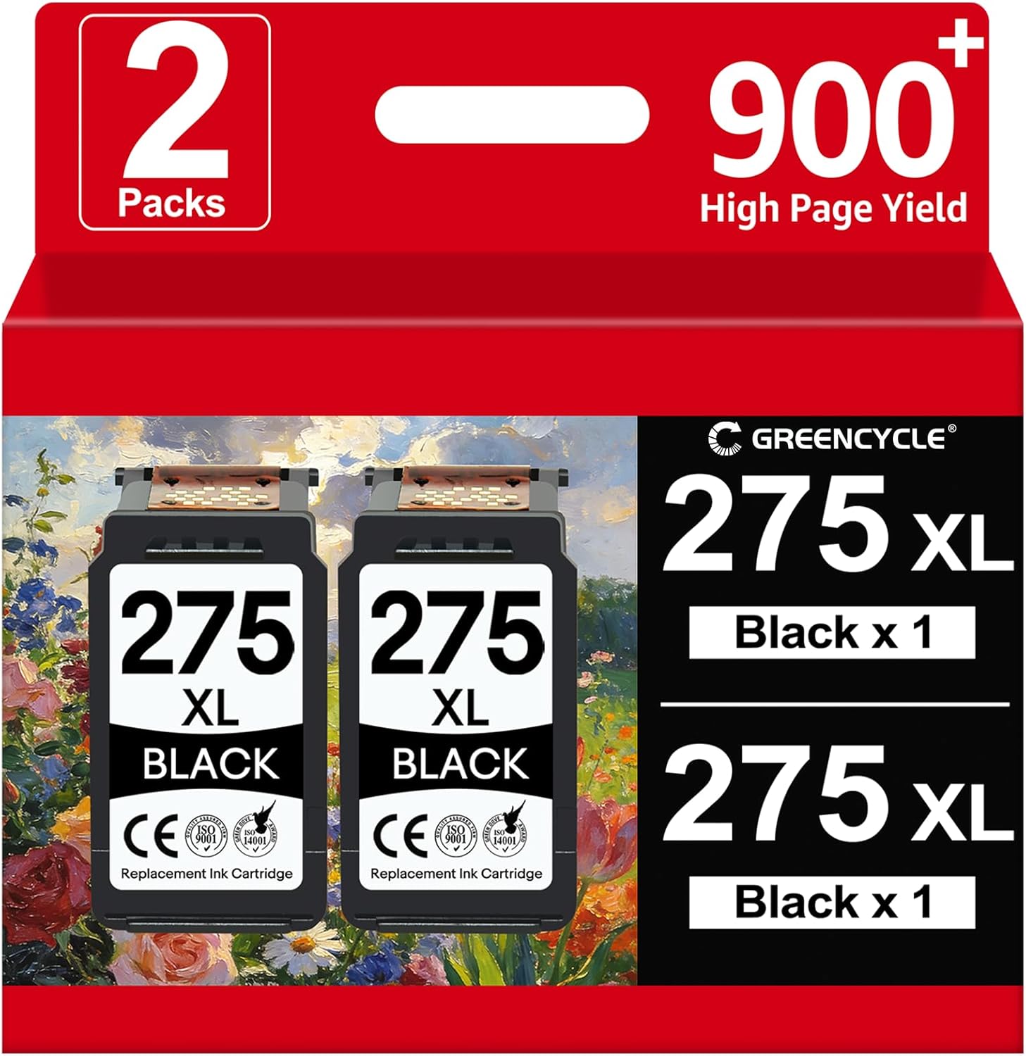 275XL PG-275 Black Ink Cartridge Replacement for Canon 275 Black Ink for Cannon Ink 275 Printers PIXMA TR4720 TS3722 TS3700 TR4700 TS3522 TS3500 TS3520 TS3720 TR4722 (2 Pack, Black*2)